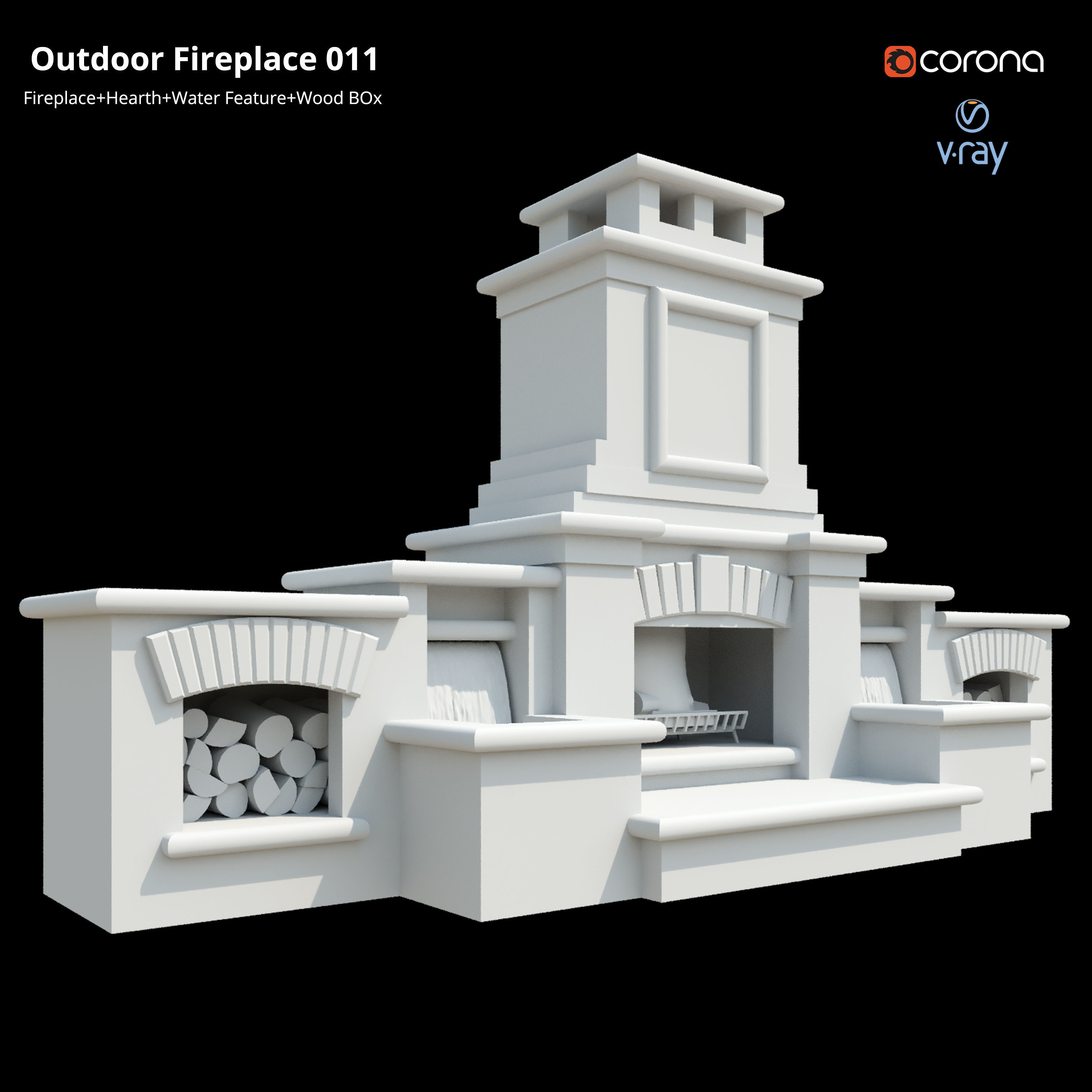 Outdoor Fireplace 011 Low-poly 3D model_5