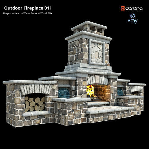 Outdoor Fireplace 011 Low-poly 3D model