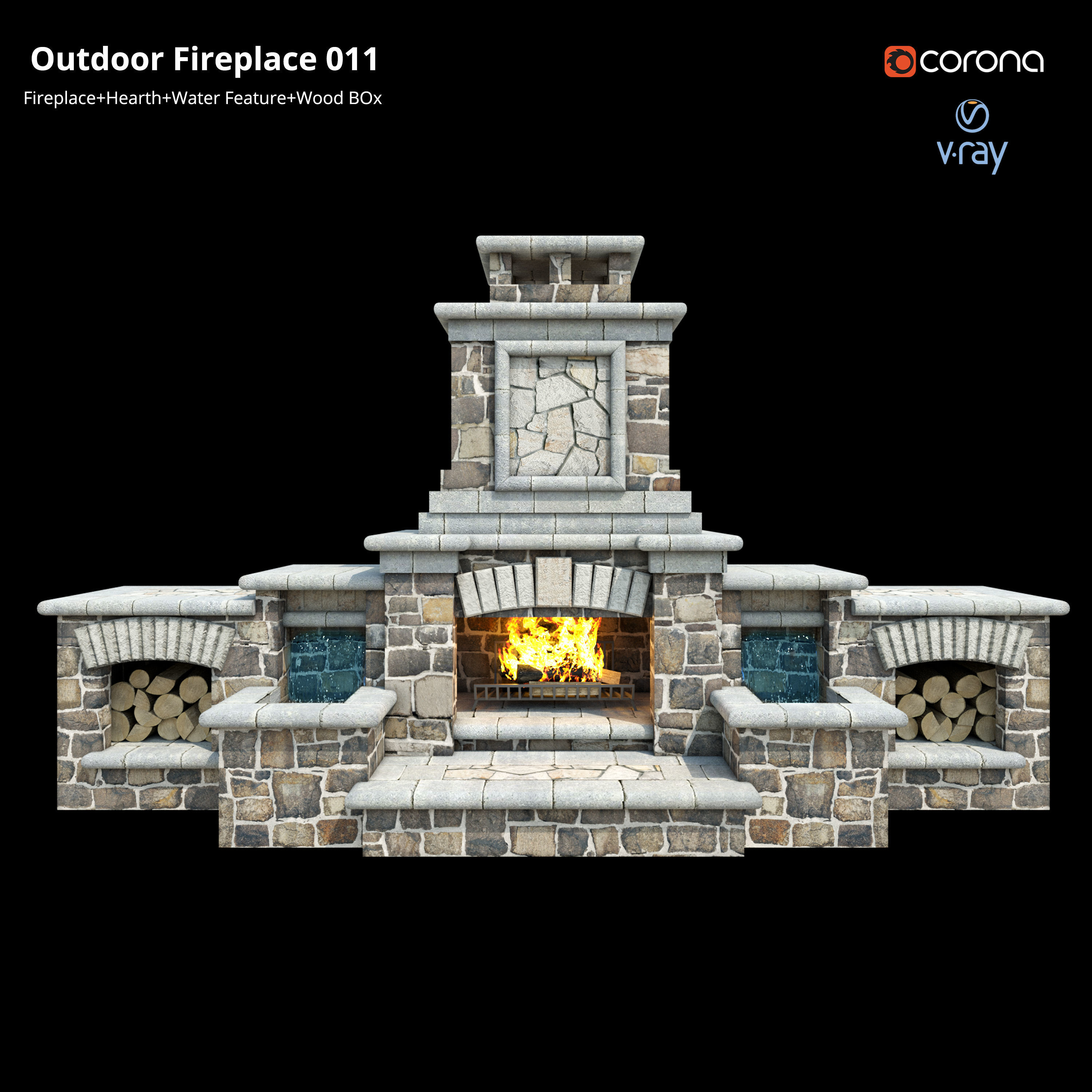 Outdoor Fireplace 011 Low-poly 3D model_2