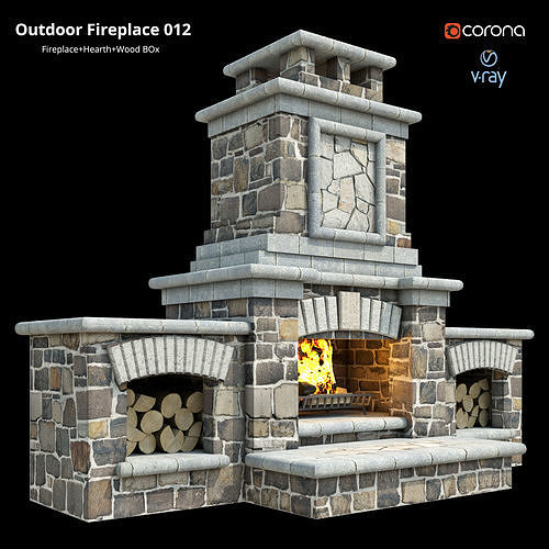Outdoor Fireplace 012 Low-poly 3D model