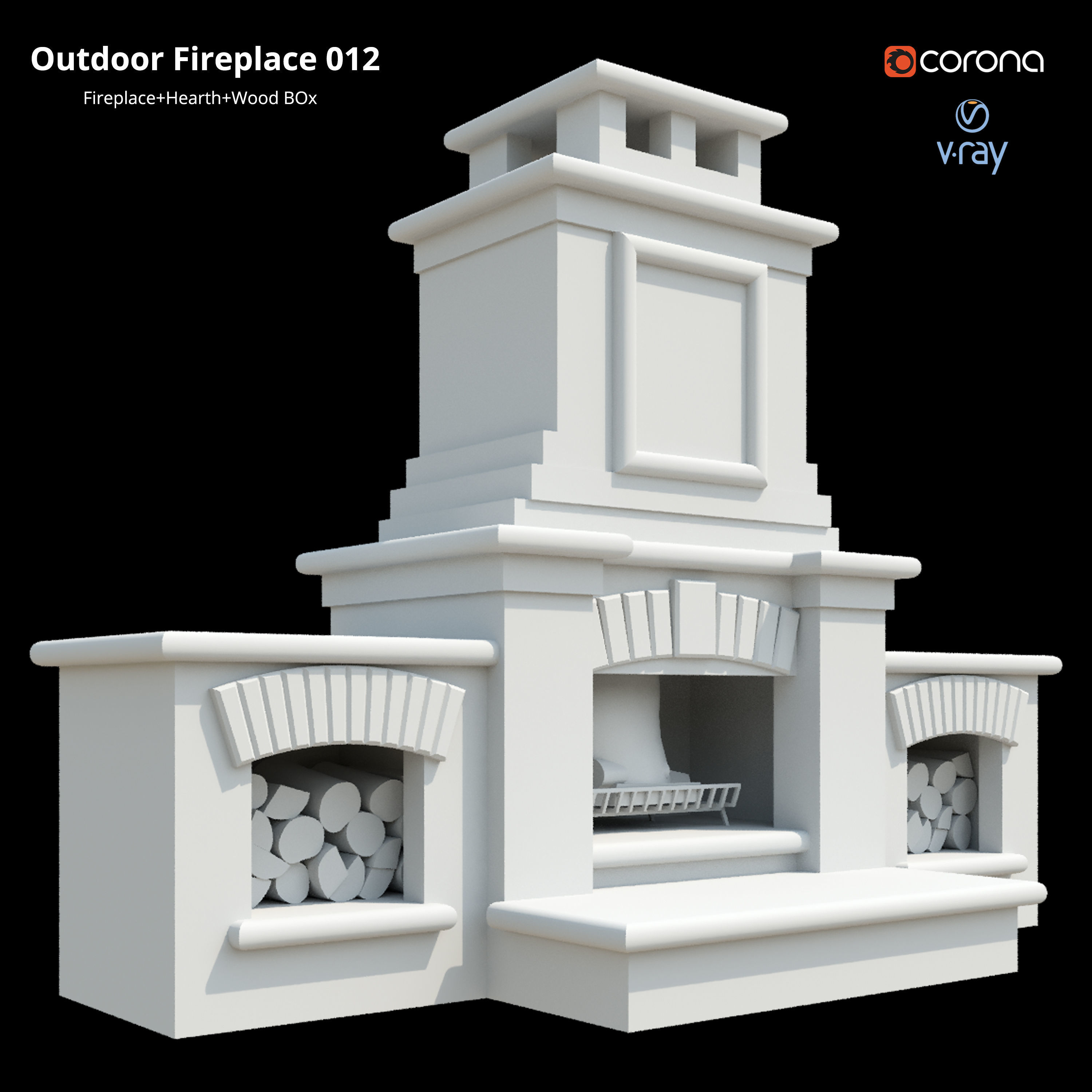 Outdoor Fireplace 012 Low-poly 3D model_2