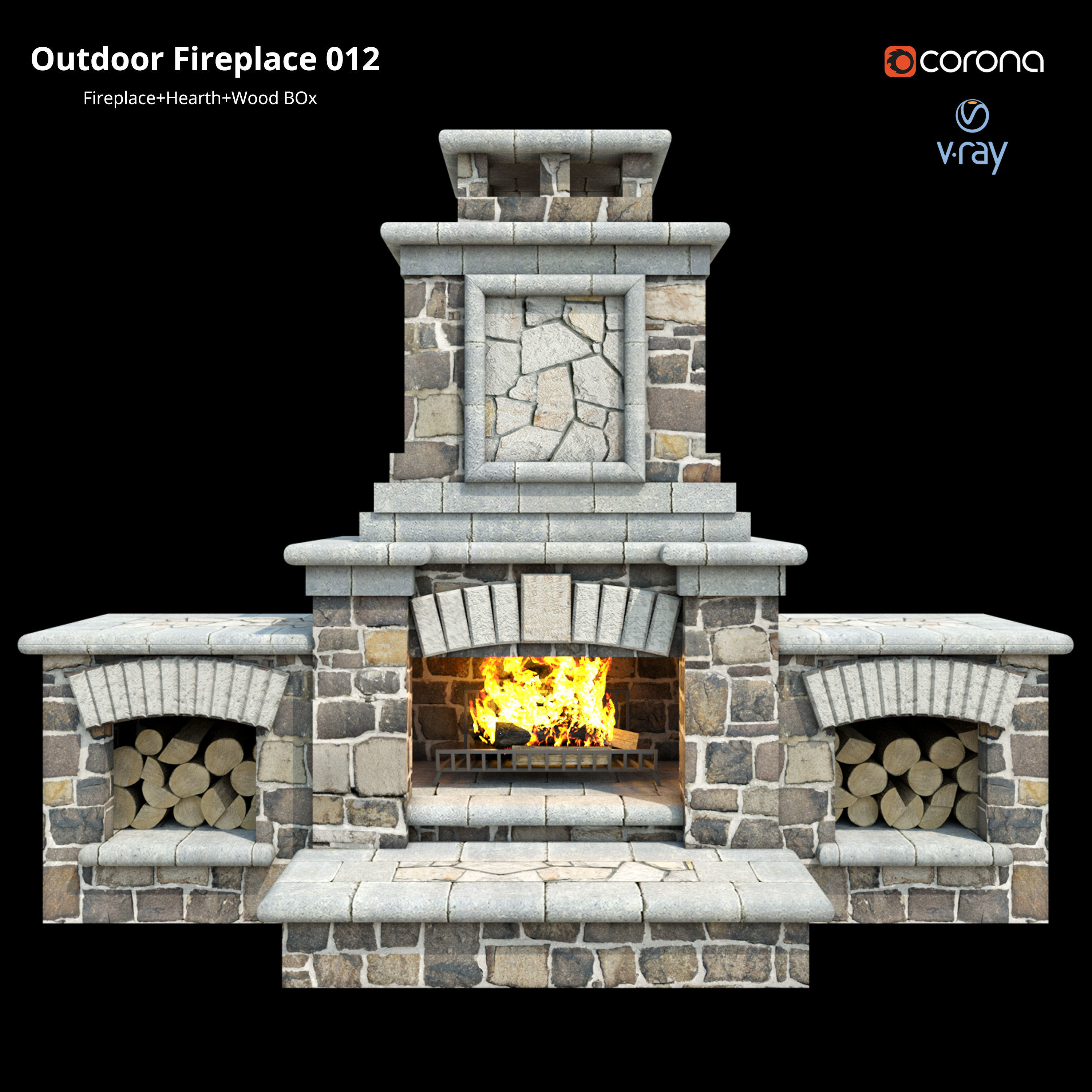 Outdoor Fireplace 012 Low-poly 3D model_1