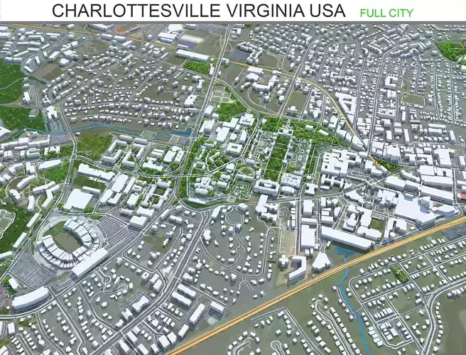 Charlottesville Virginia USA Low-poly 3D model