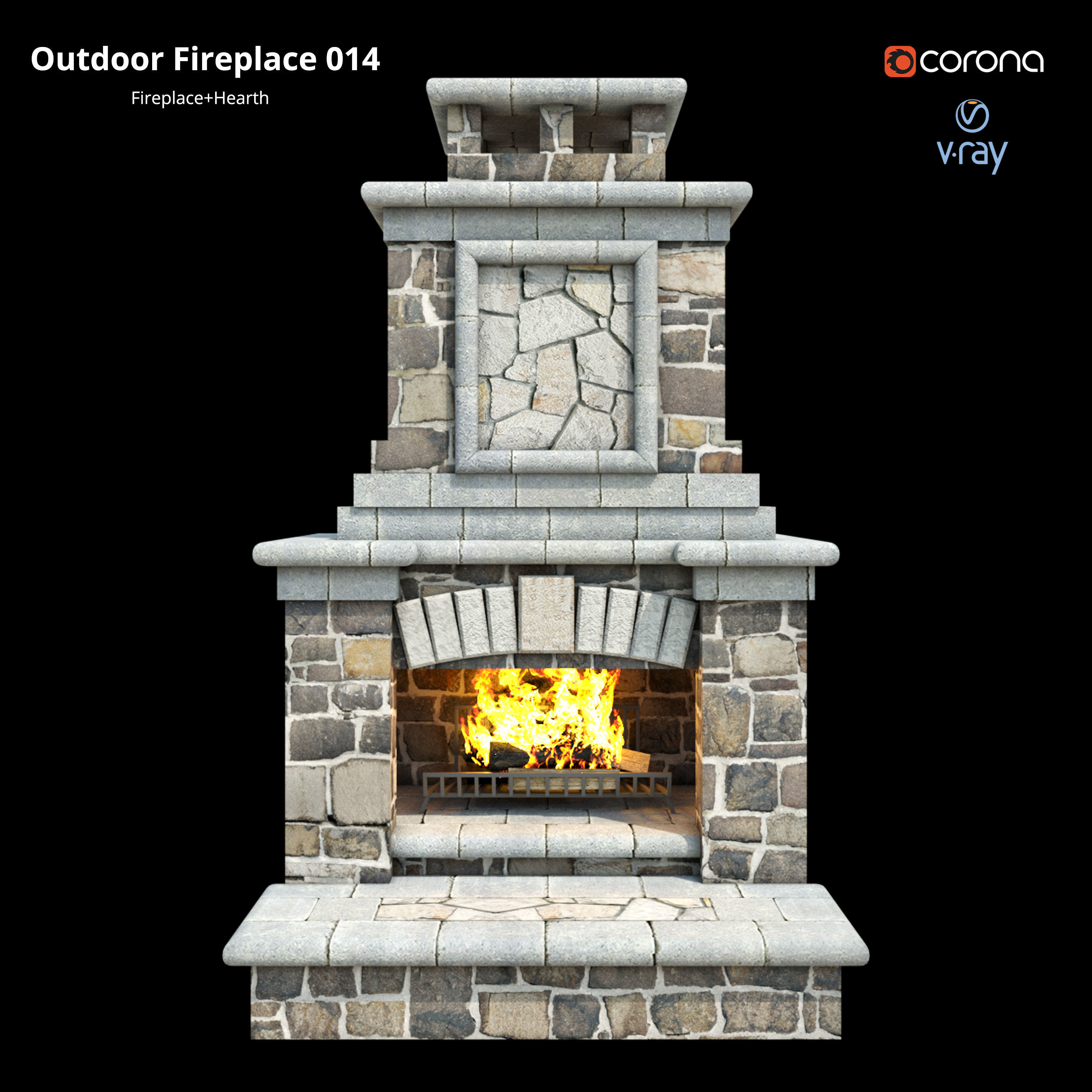 Outdoor Fireplace 014 Low-poly 3D model_1
