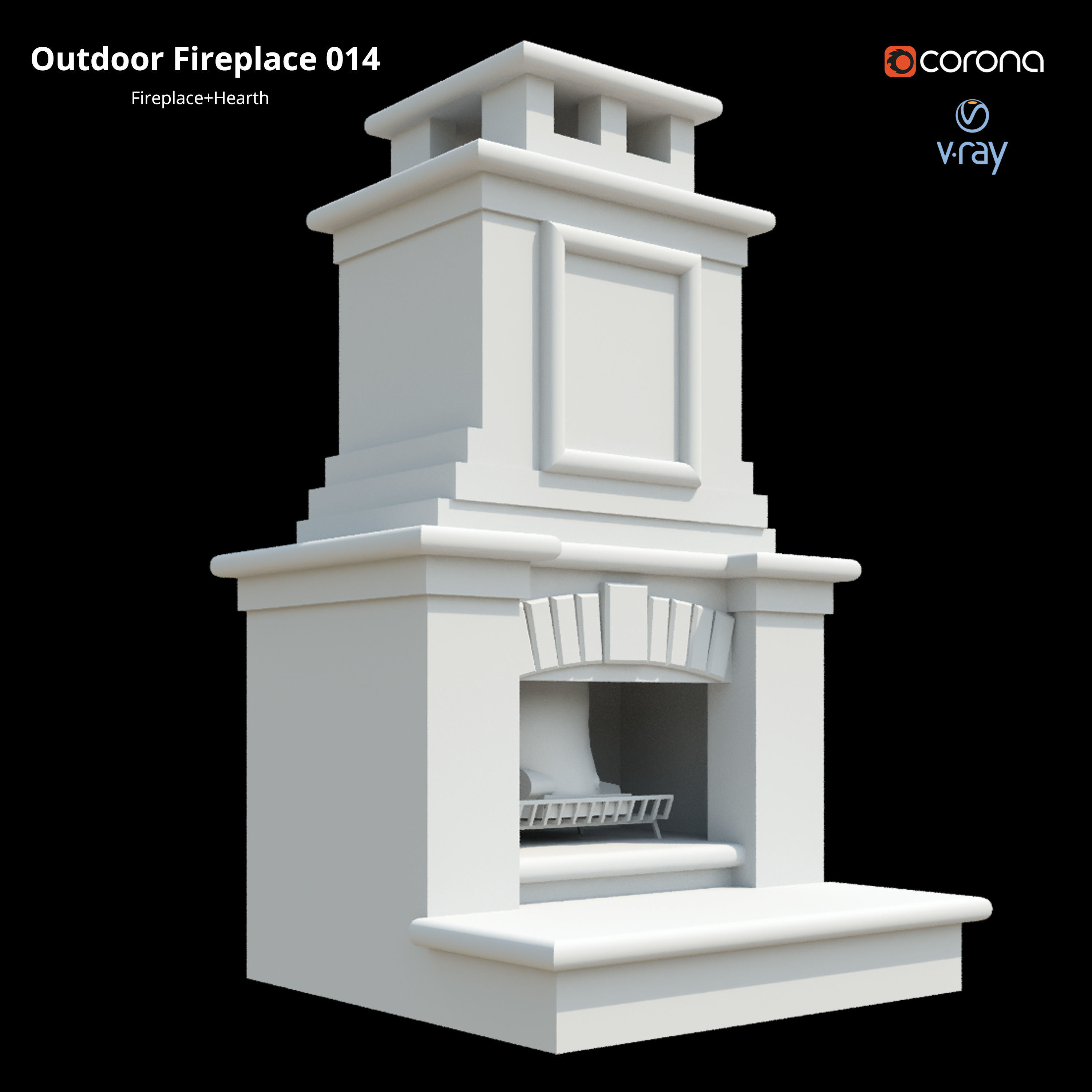 Outdoor Fireplace 014 Low-poly 3D model_2