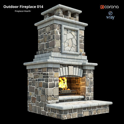 Outdoor Fireplace 014 Low-poly 3D model