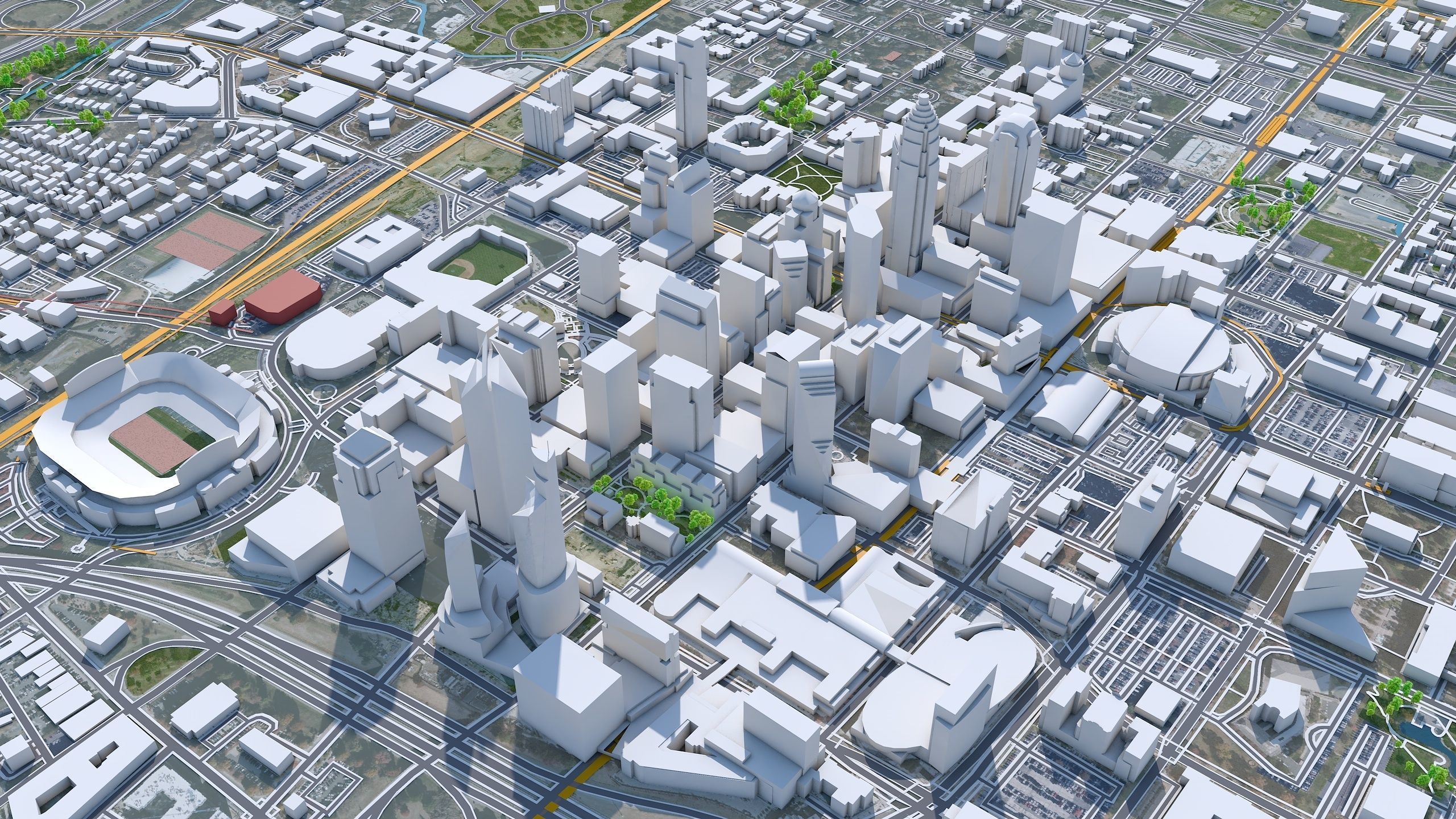 Charlotte City NC USA Low-poly 3D model_1