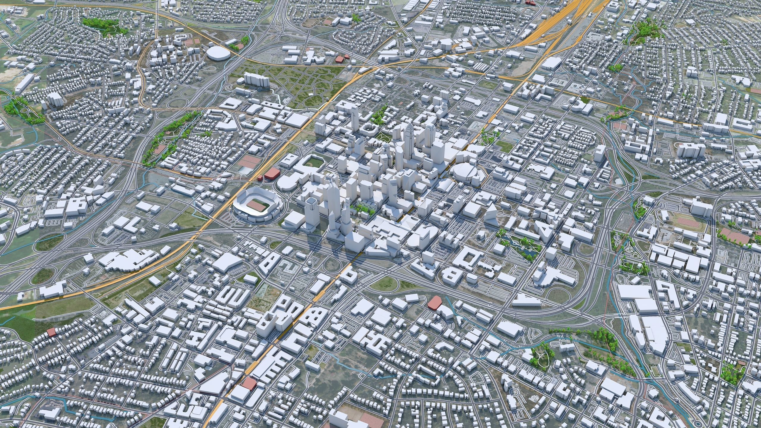 Charlotte City NC USA Low-poly 3D model_2