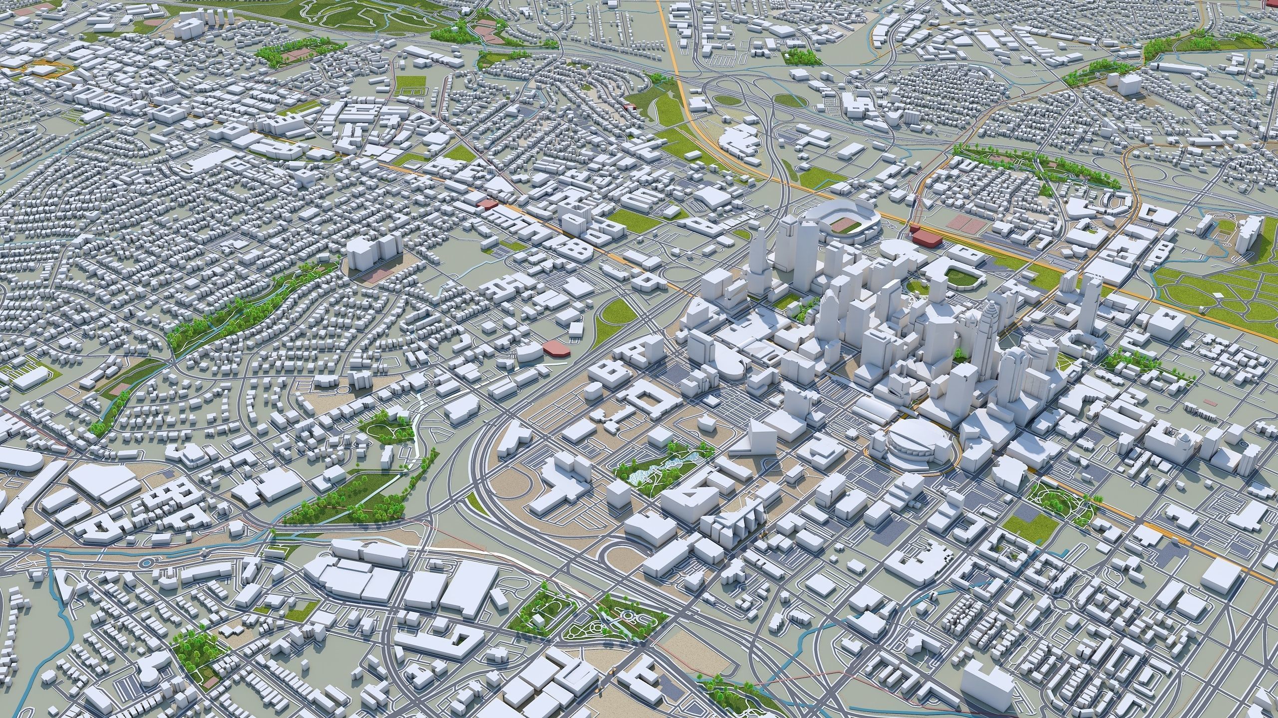 Charlotte City NC USA Low-poly 3D model_9