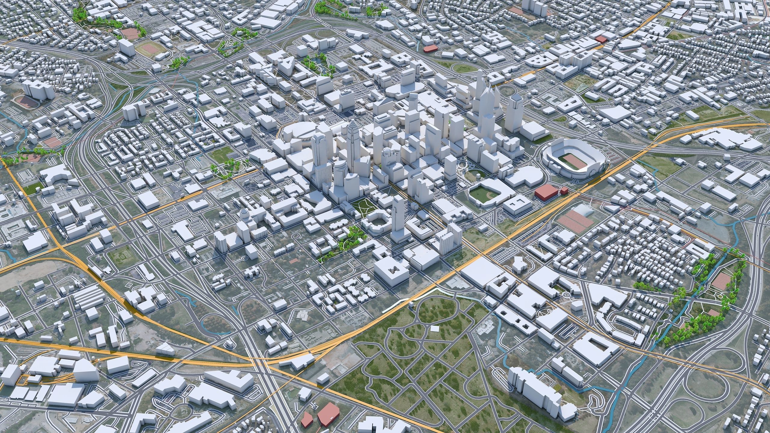 Charlotte City NC USA Low-poly 3D model_5
