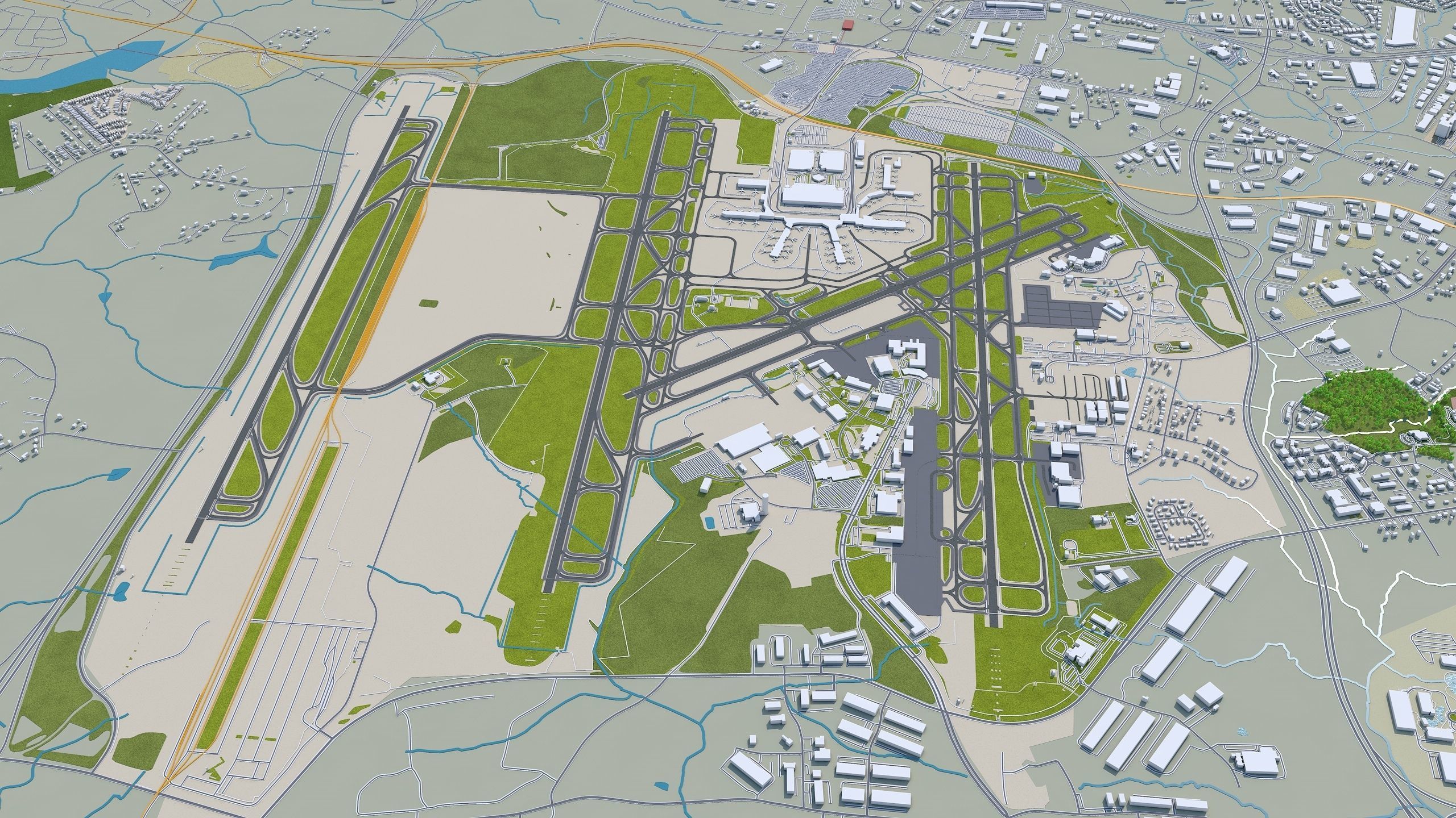 Charlotte City NC USA Low-poly 3D model_11