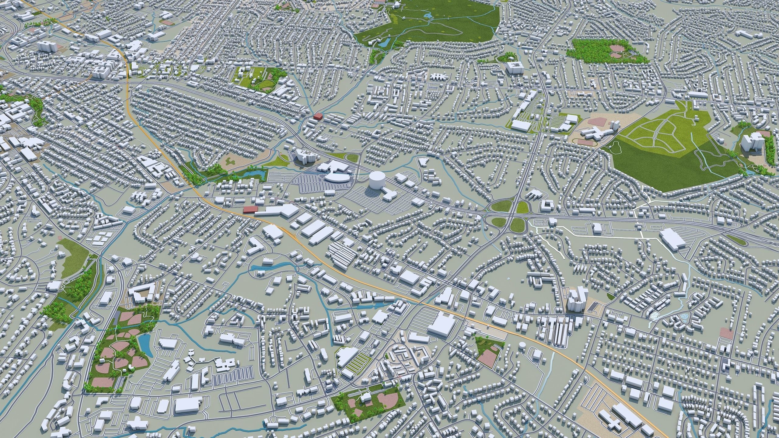 Charlotte City NC USA Low-poly 3D model_16