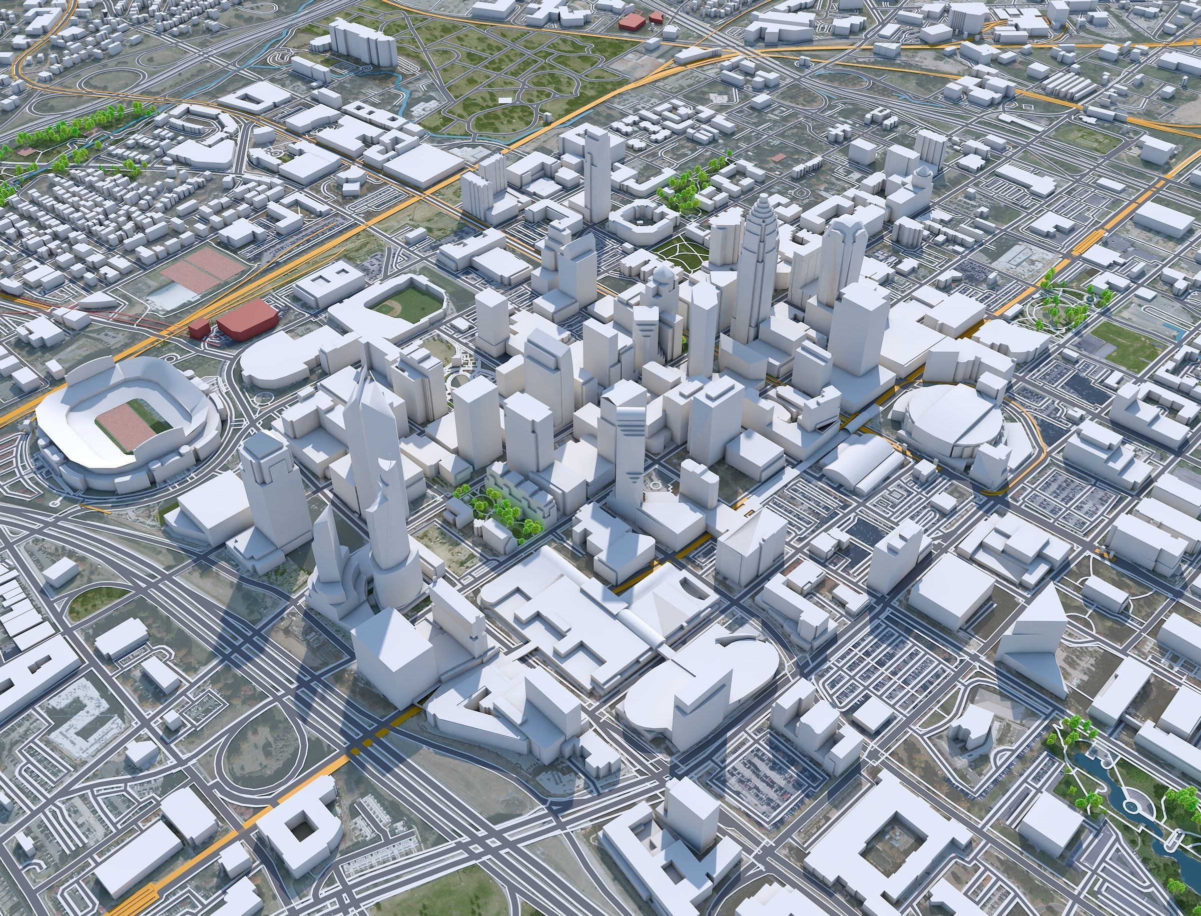 Charlotte City NC USA Low-poly 3D model_32