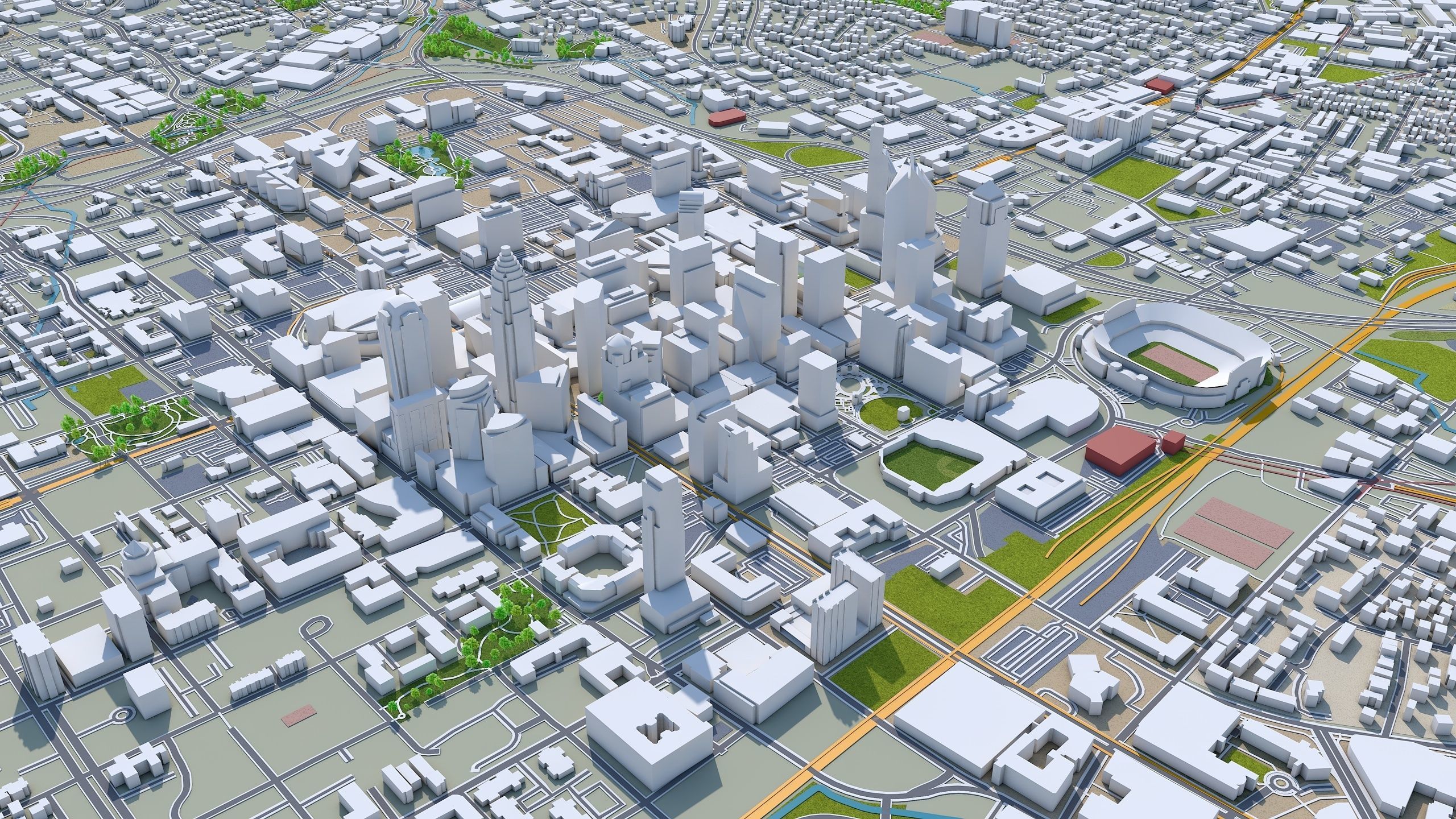 Charlotte City NC USA Low-poly 3D model_10