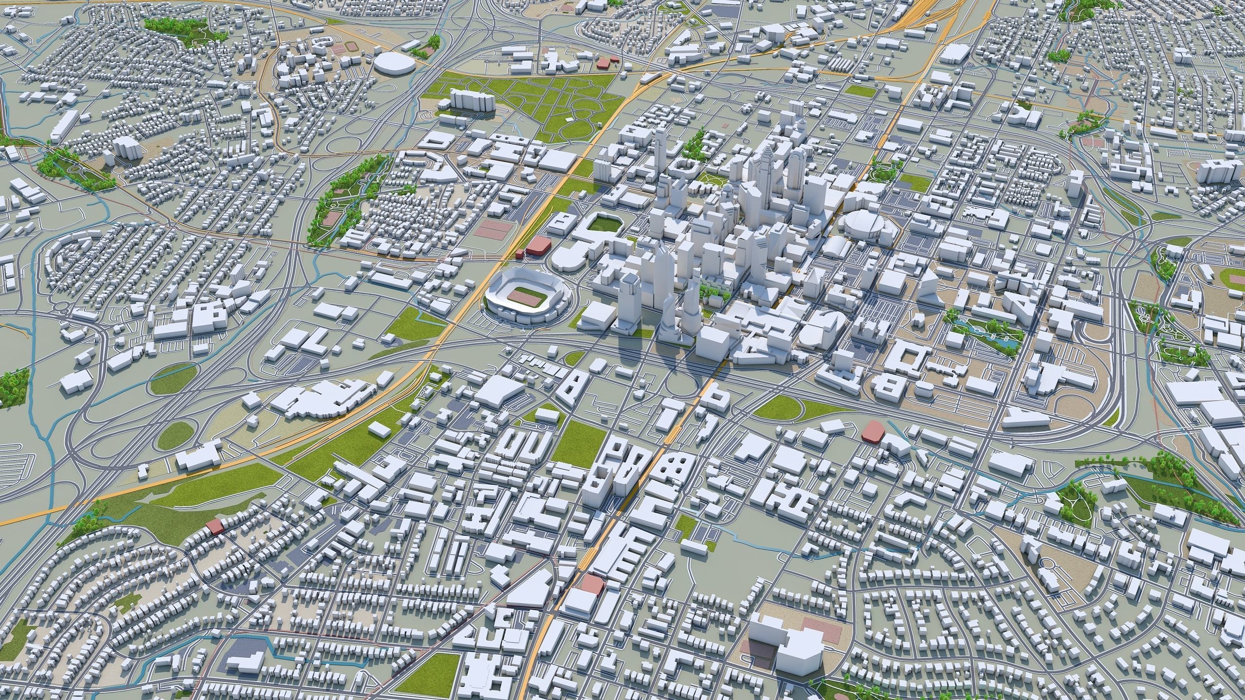 Charlotte City NC USA Low-poly 3D model_7