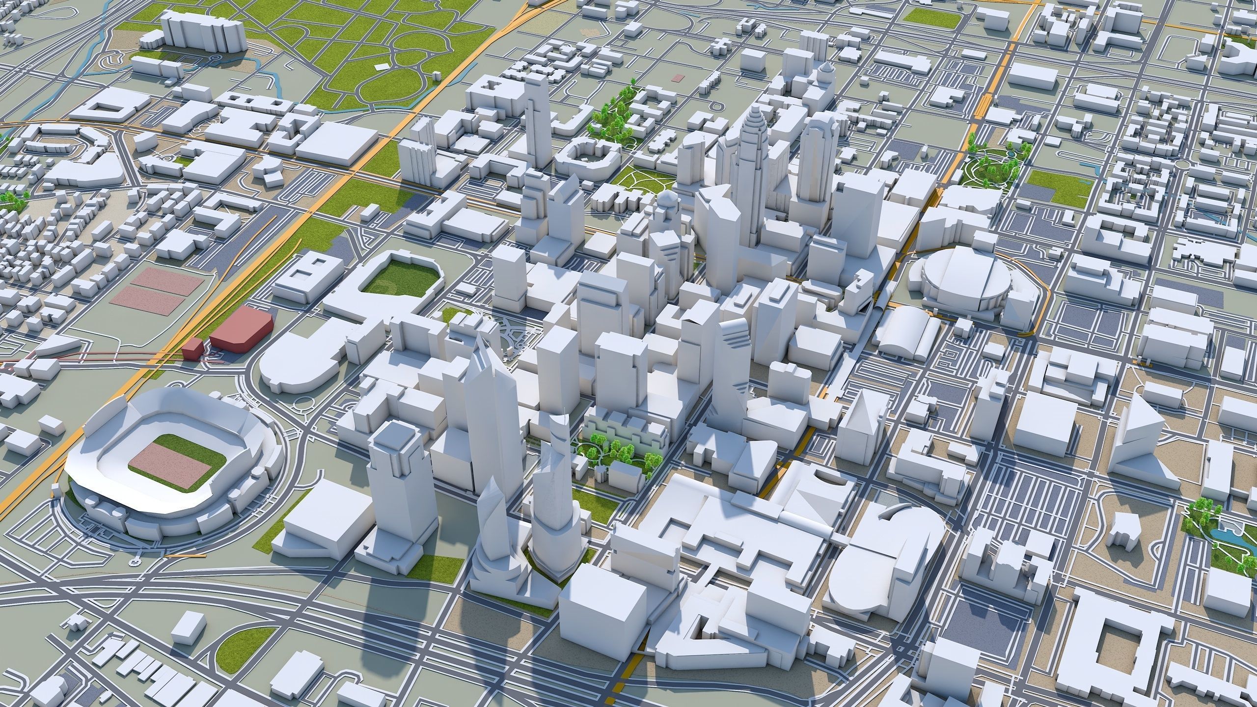 Charlotte City NC USA Low-poly 3D model_6