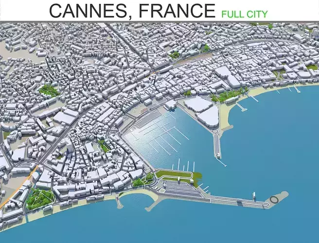 Cannes France 30km Low-poly 3D model
