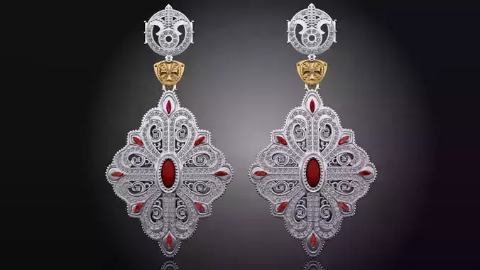 amazing Earrings with patterns and diamonds
