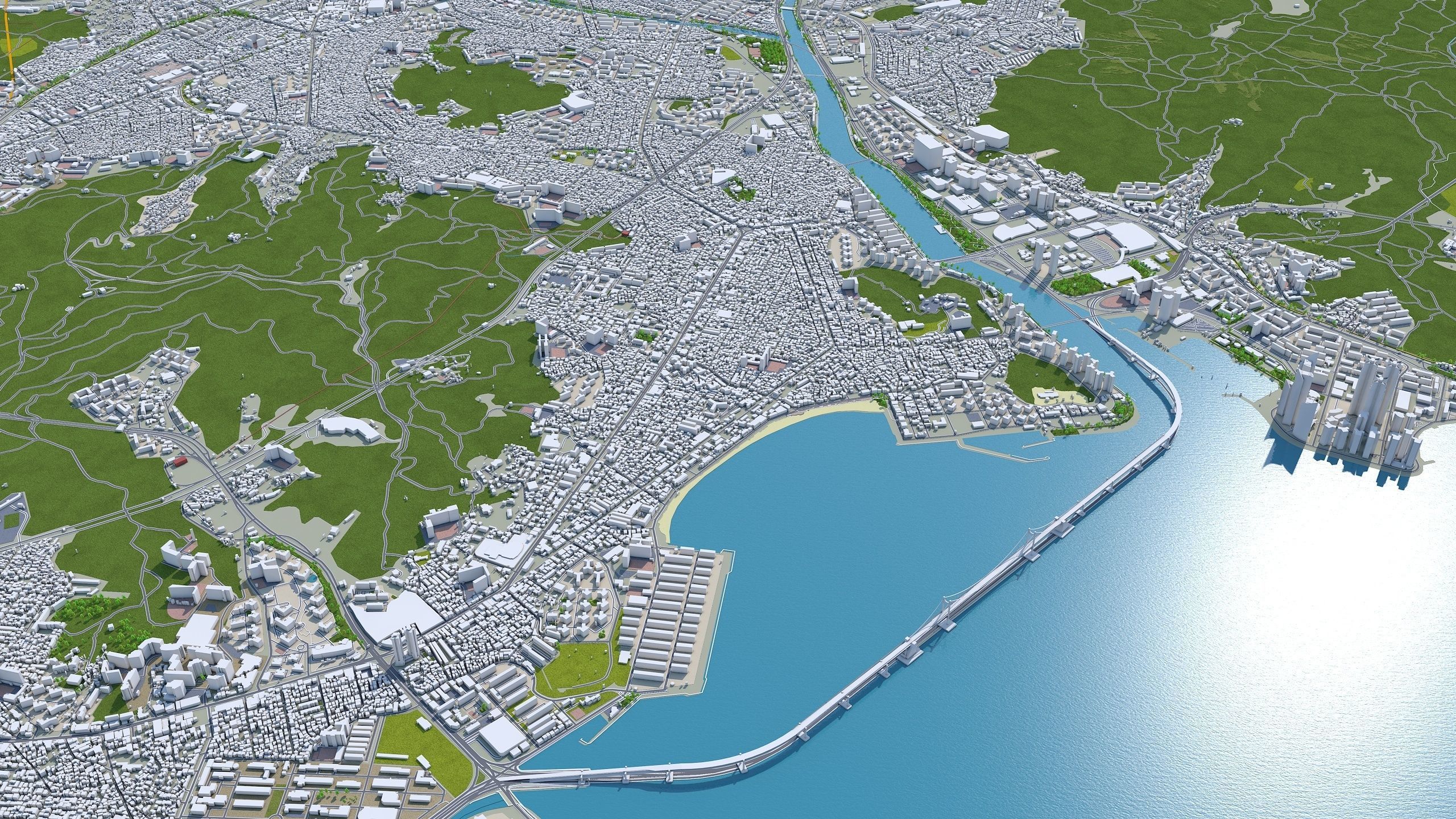 Busan City South Korea Low-poly 3D model_10