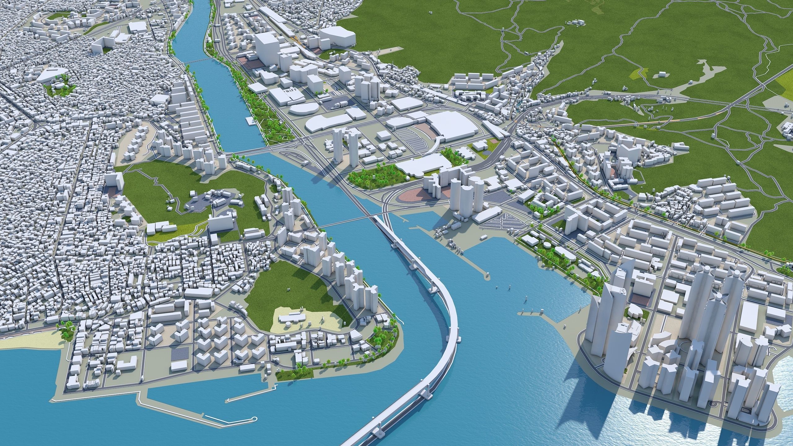 Busan City South Korea Low-poly 3D model_9