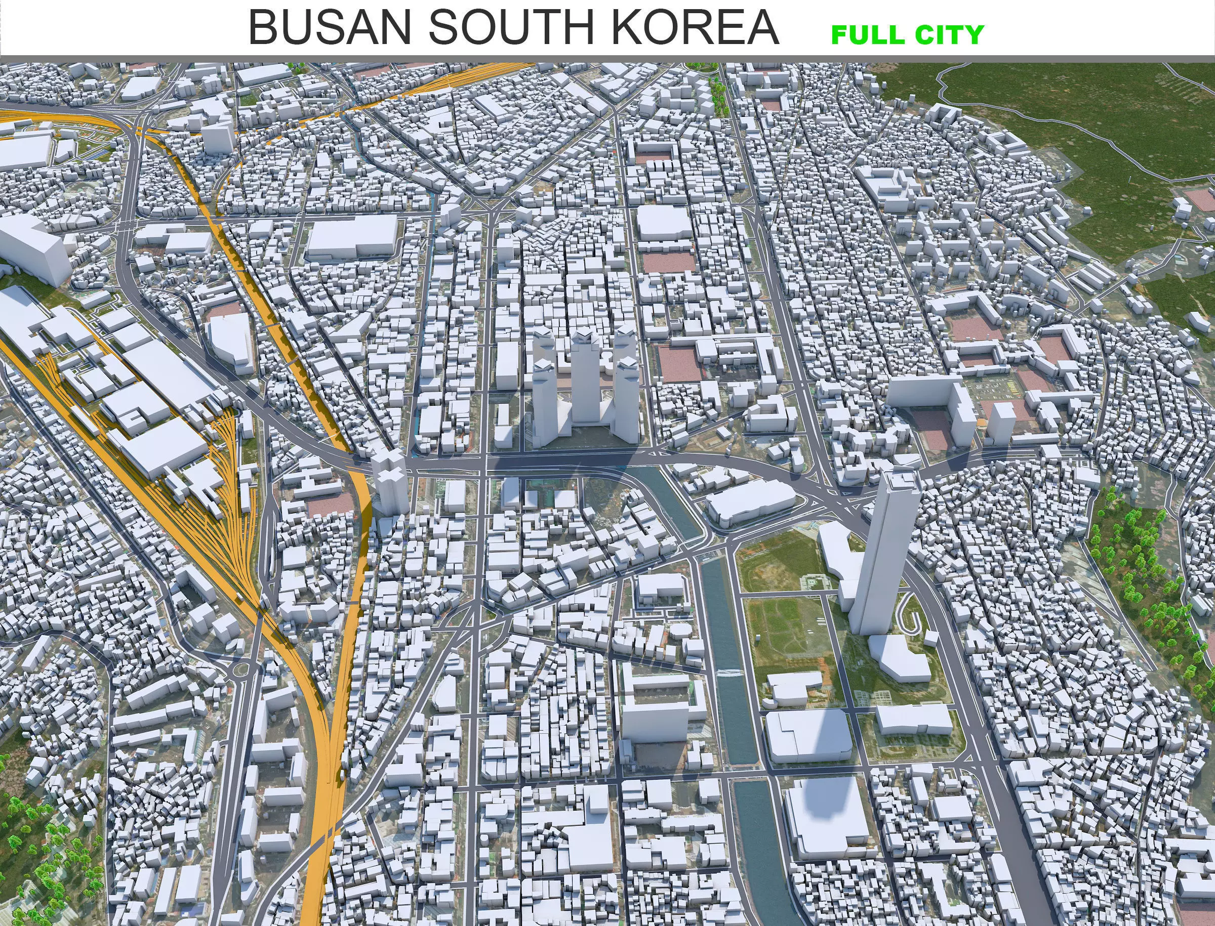 Busan City South Korea Low-poly 3D model_0