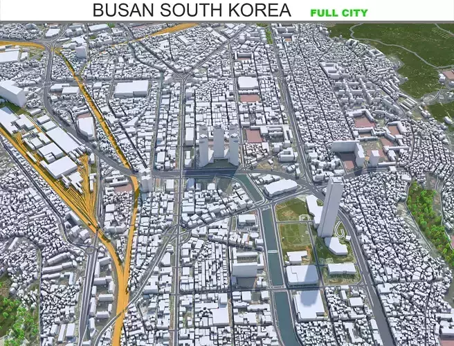Busan City South Korea Low-poly 3D model