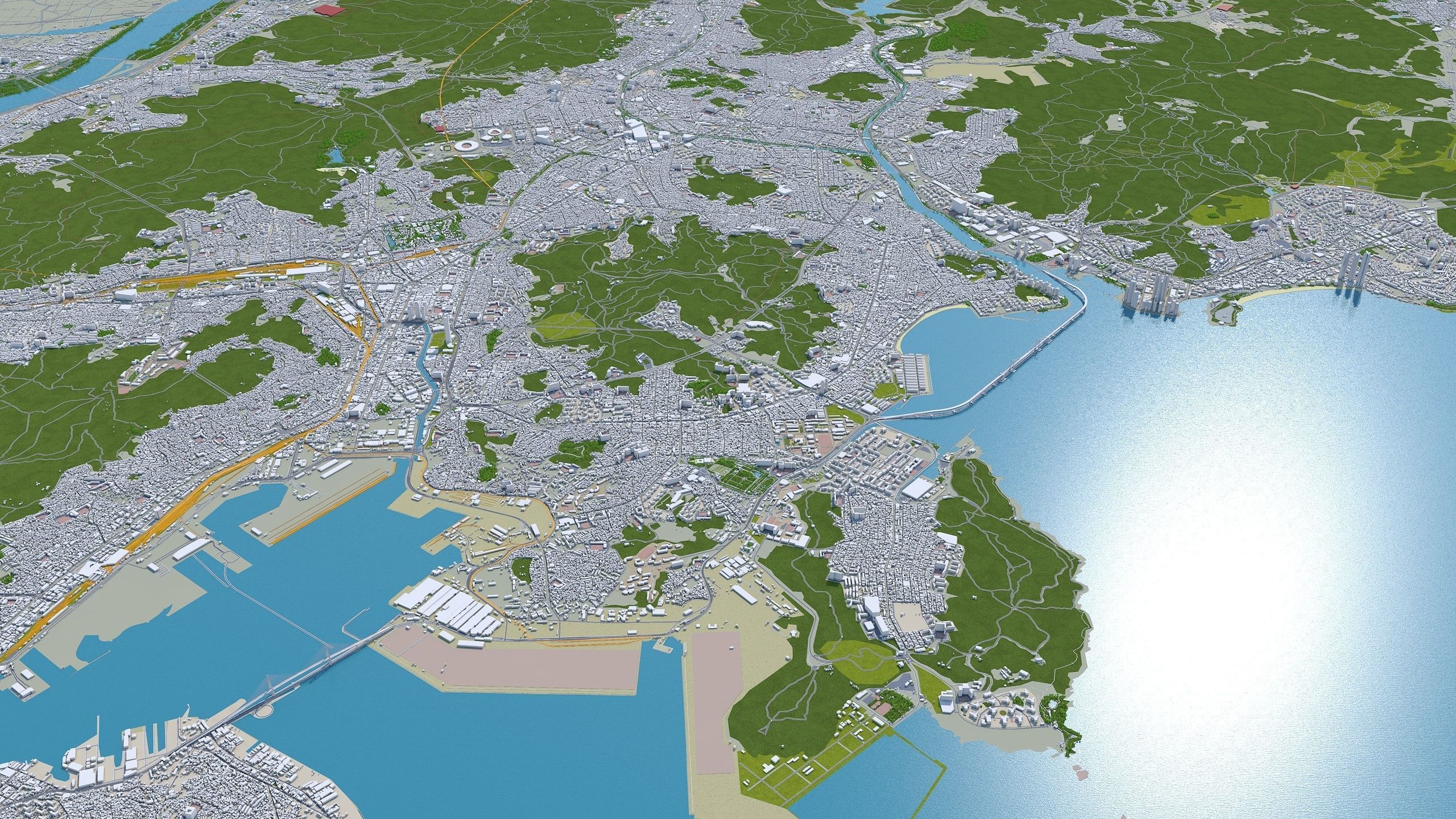 Busan City South Korea Low-poly 3D model_11
