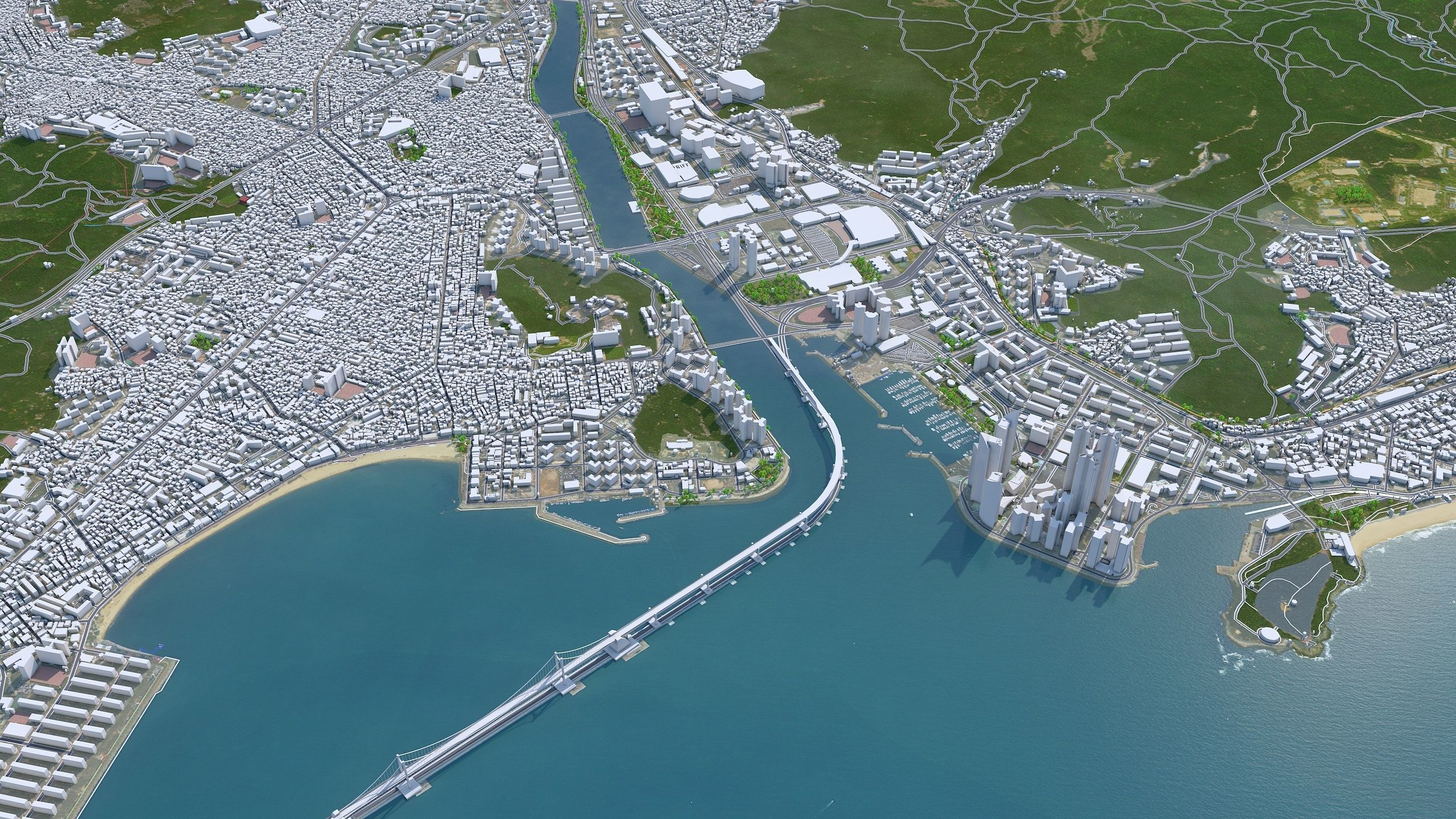 Busan City South Korea Low-poly 3D model_4