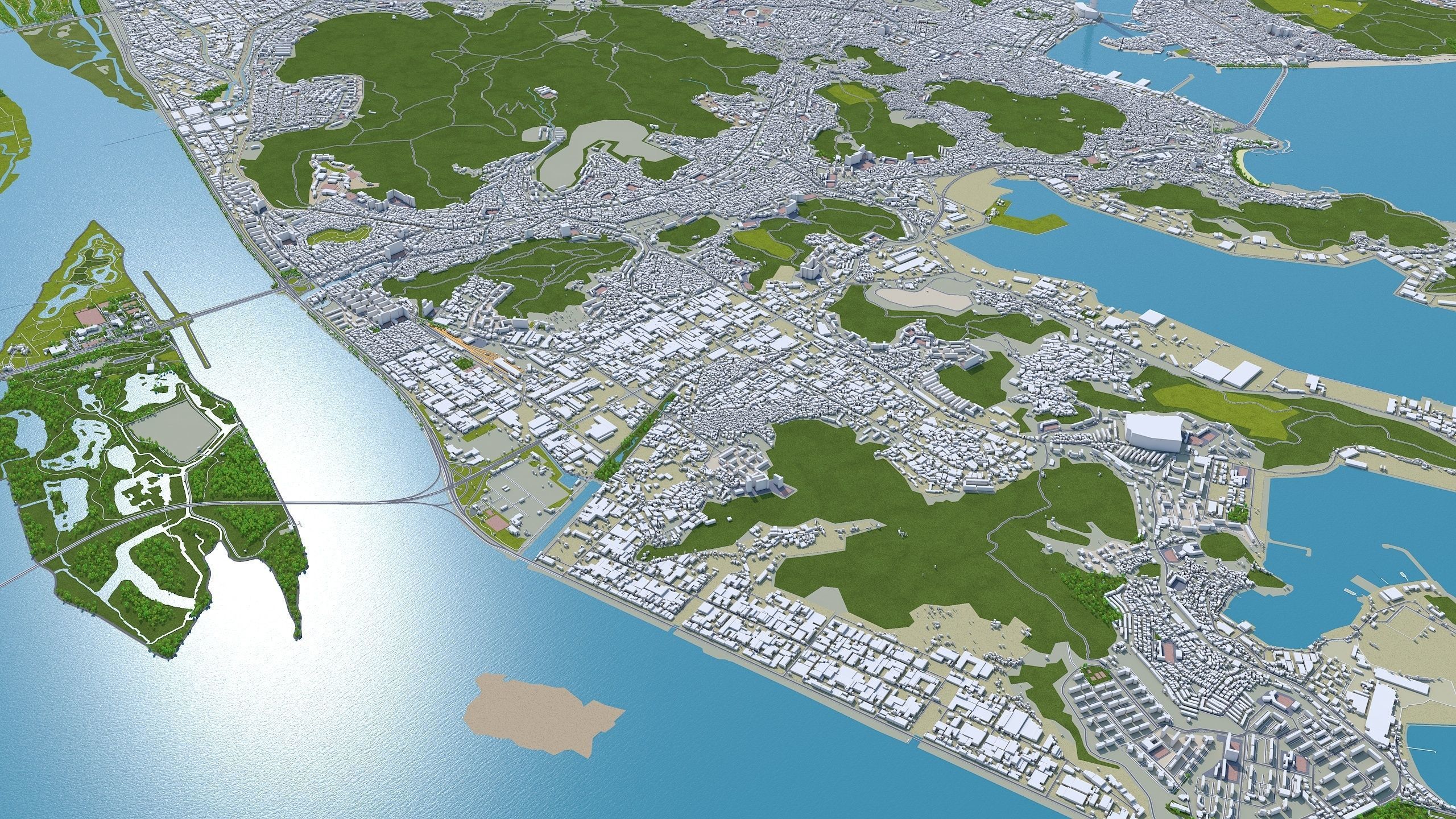 Busan City South Korea Low-poly 3D model_13