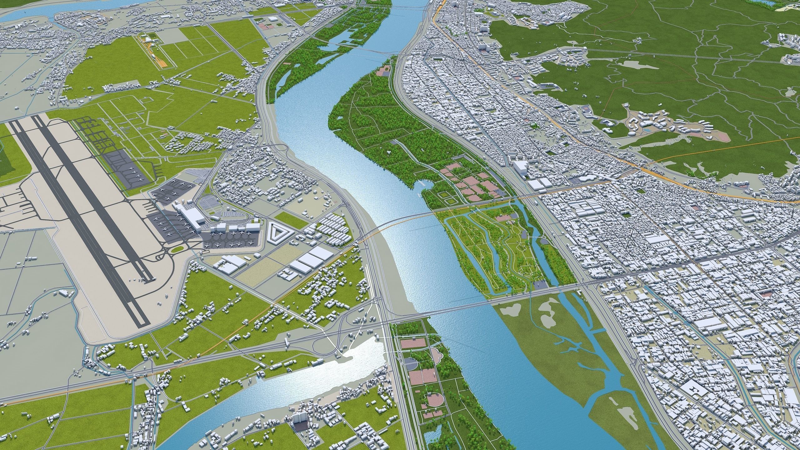 Busan City South Korea Low-poly 3D model_7