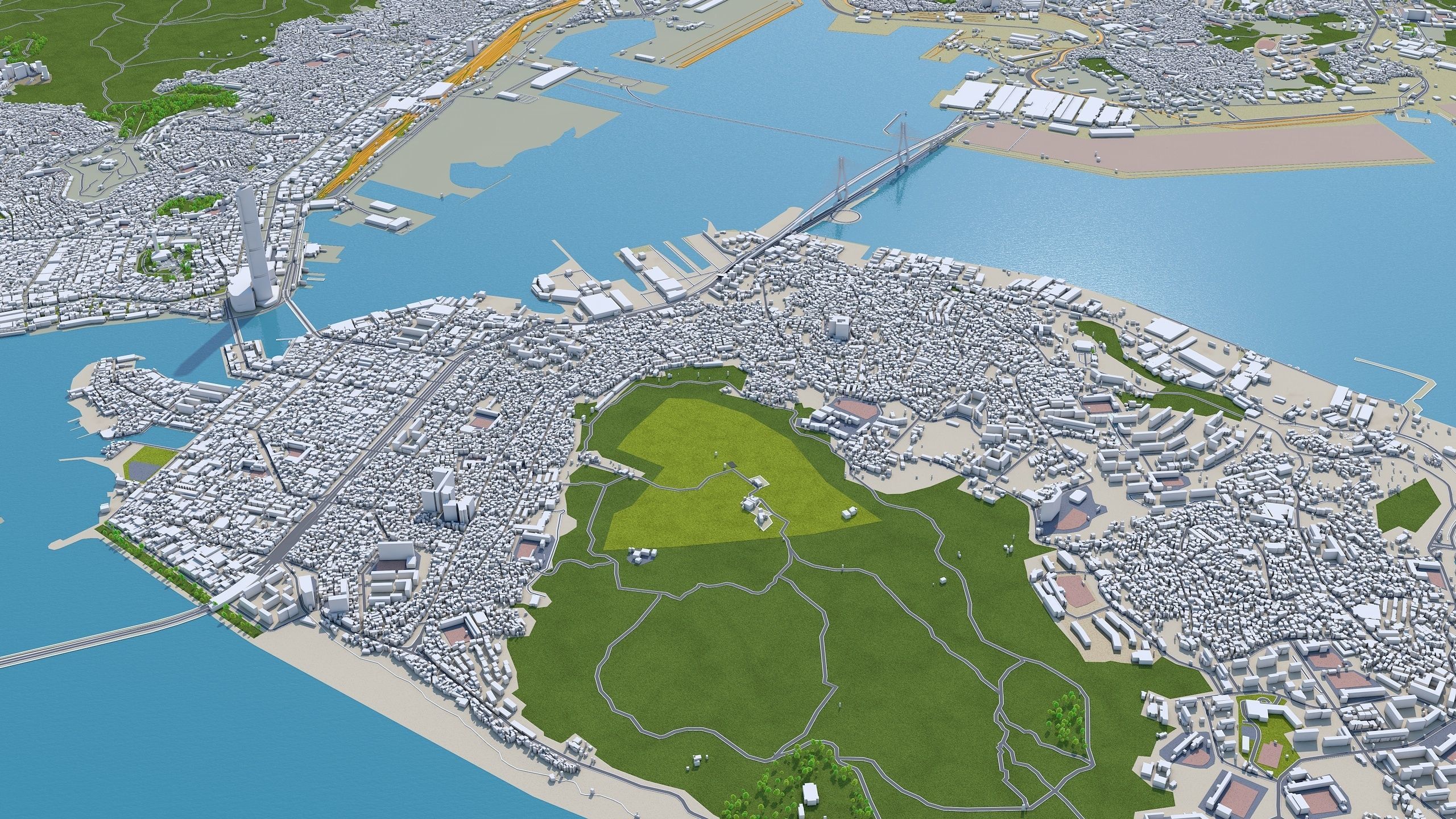 Busan City South Korea Low-poly 3D model_12