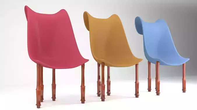 Chair-1 set of three colorful chairs