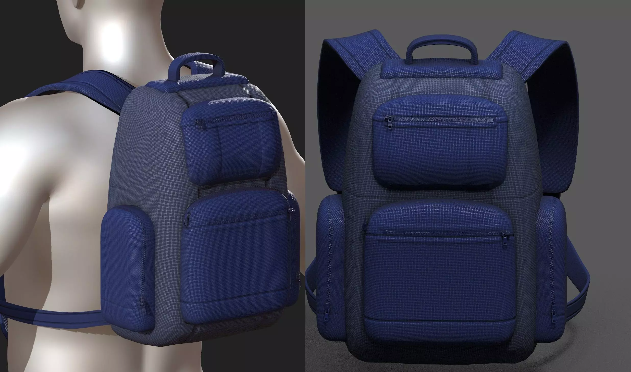 Backpack Camping Generic military Black baggage Low-poly 3D model_0