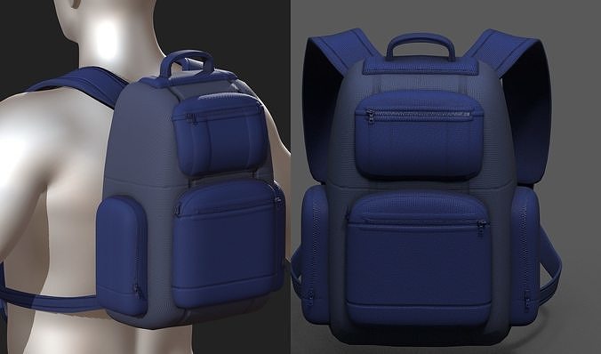 Backpack Camping Generic military Black baggage Low-poly 3D model