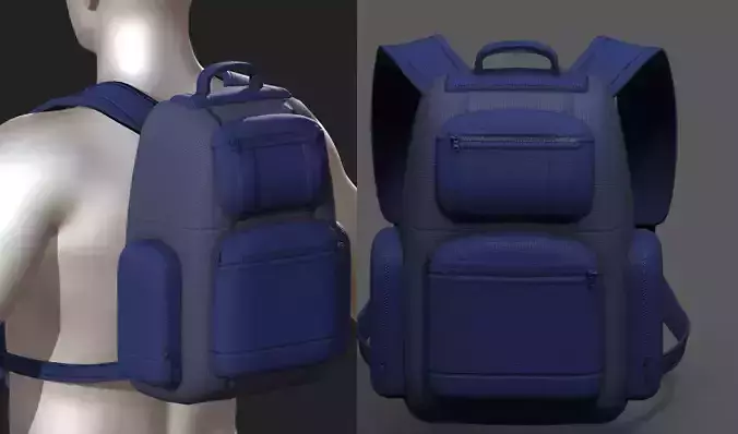 Backpack Camping Generic military Black baggage Low-poly 3D model