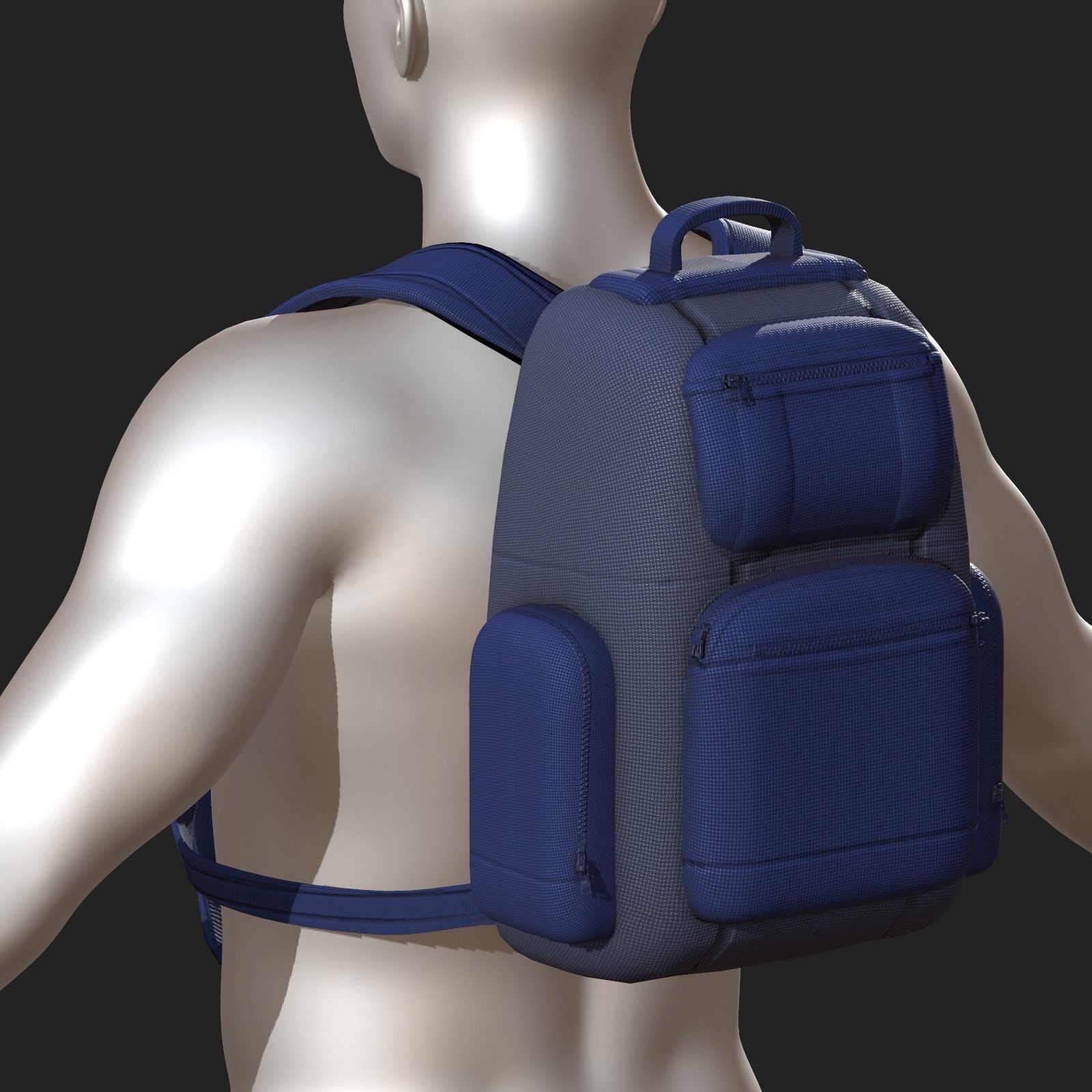 Backpack Camping Generic military Black baggage Low-poly 3D model_6