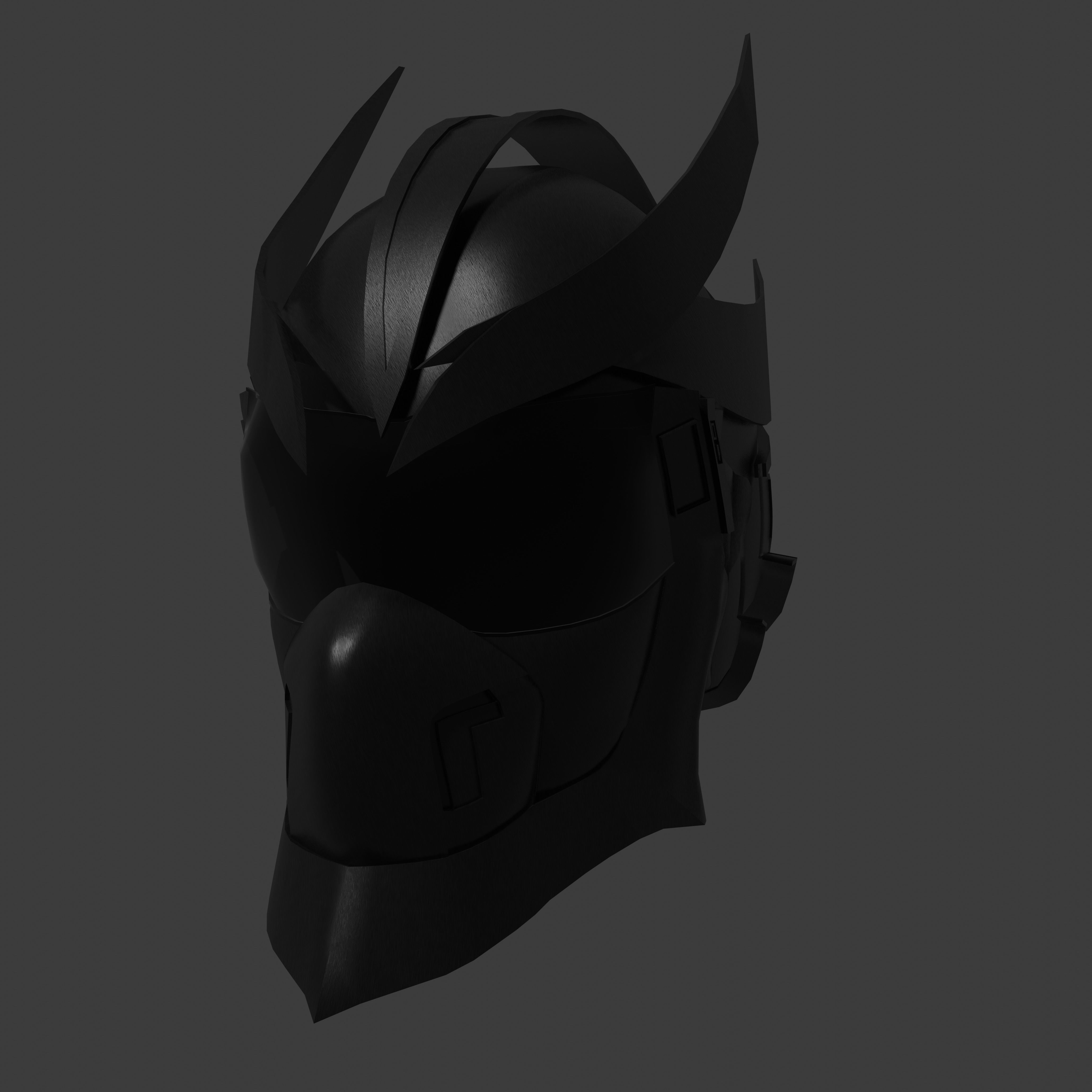 Sci-fi spacesuit helmet - black Low-poly 3D model_2