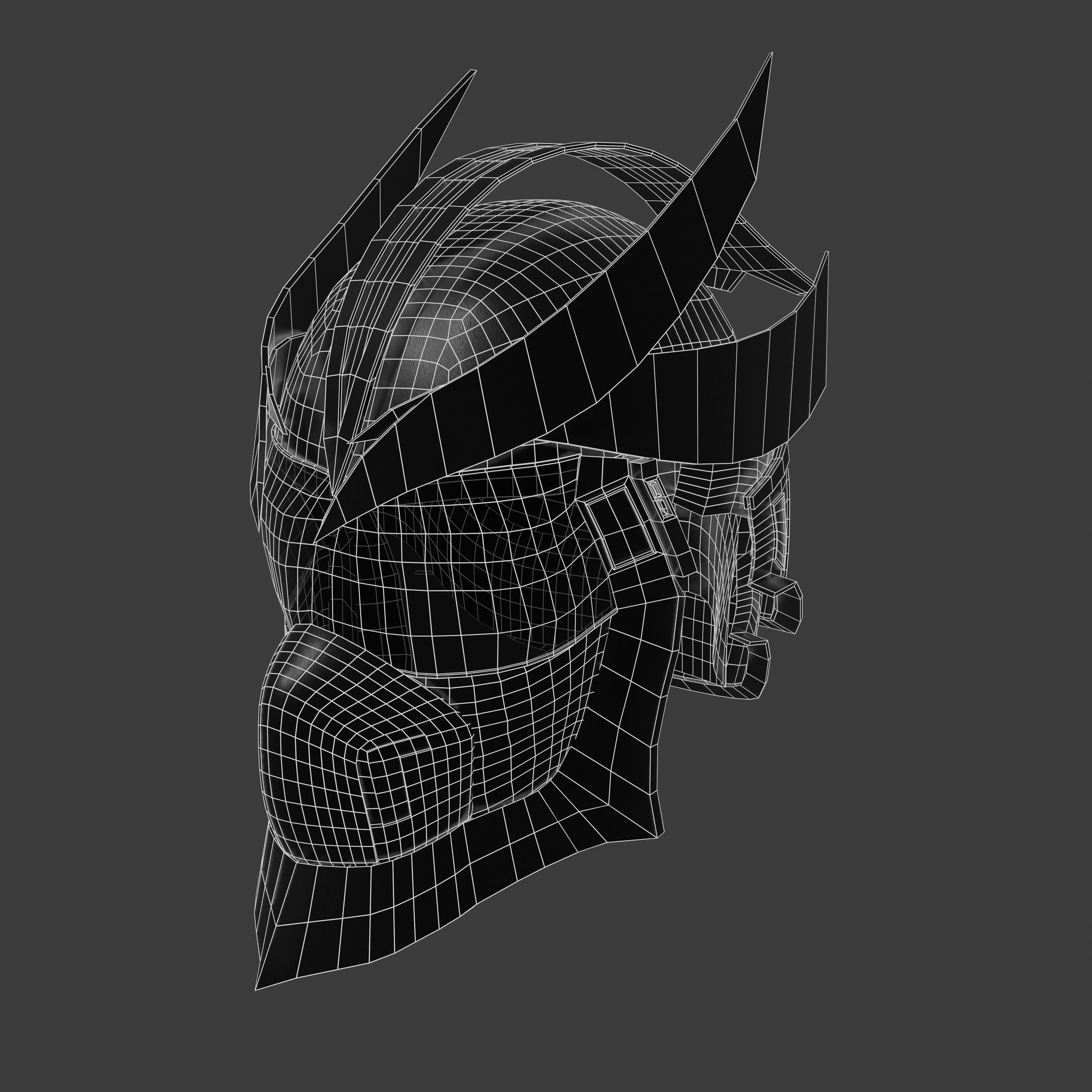Sci-fi spacesuit helmet - black Low-poly 3D model_10