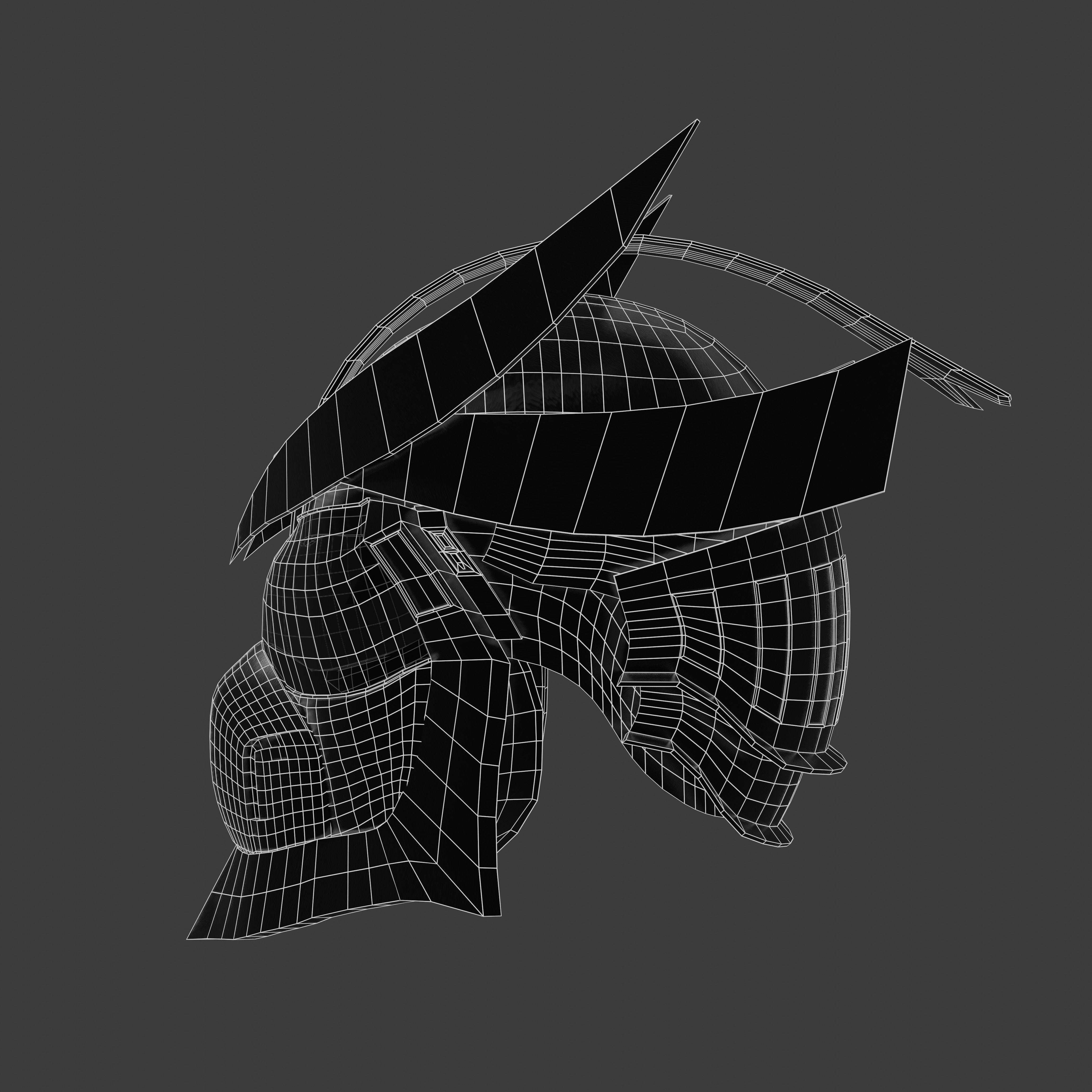 Sci-fi spacesuit helmet - black Low-poly 3D model_11