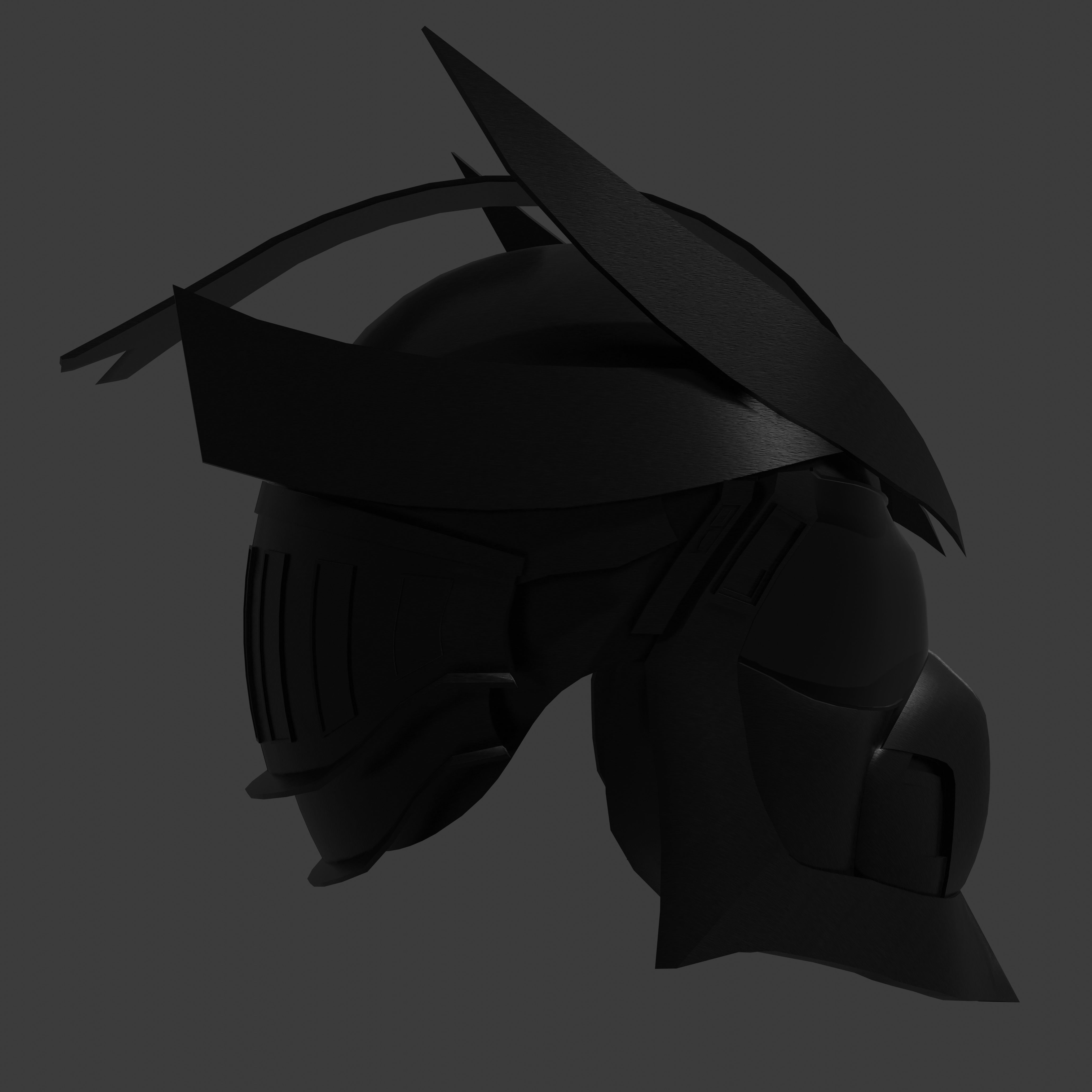 Sci-fi spacesuit helmet - black Low-poly 3D model_5