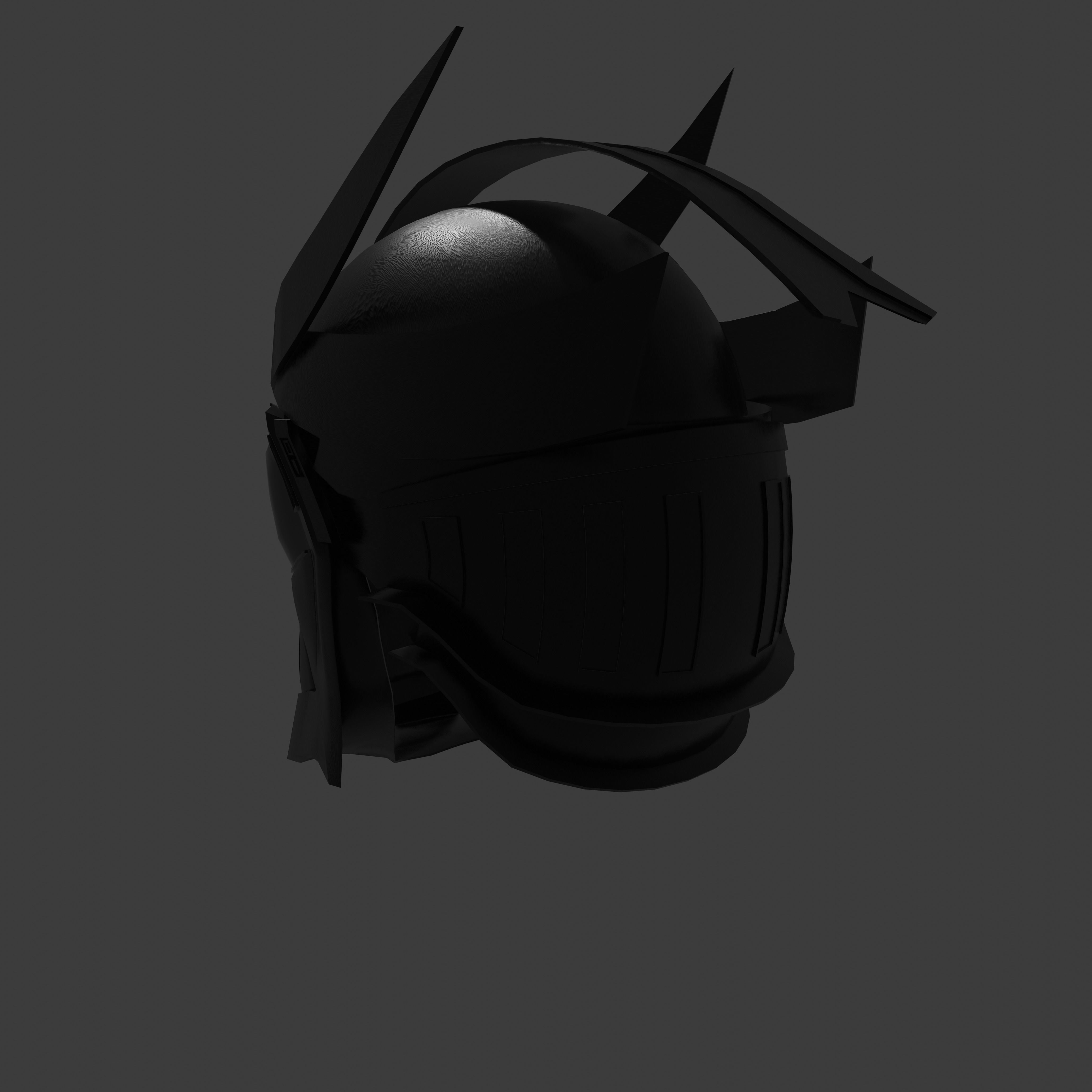 Sci-fi spacesuit helmet - black Low-poly 3D model_7
