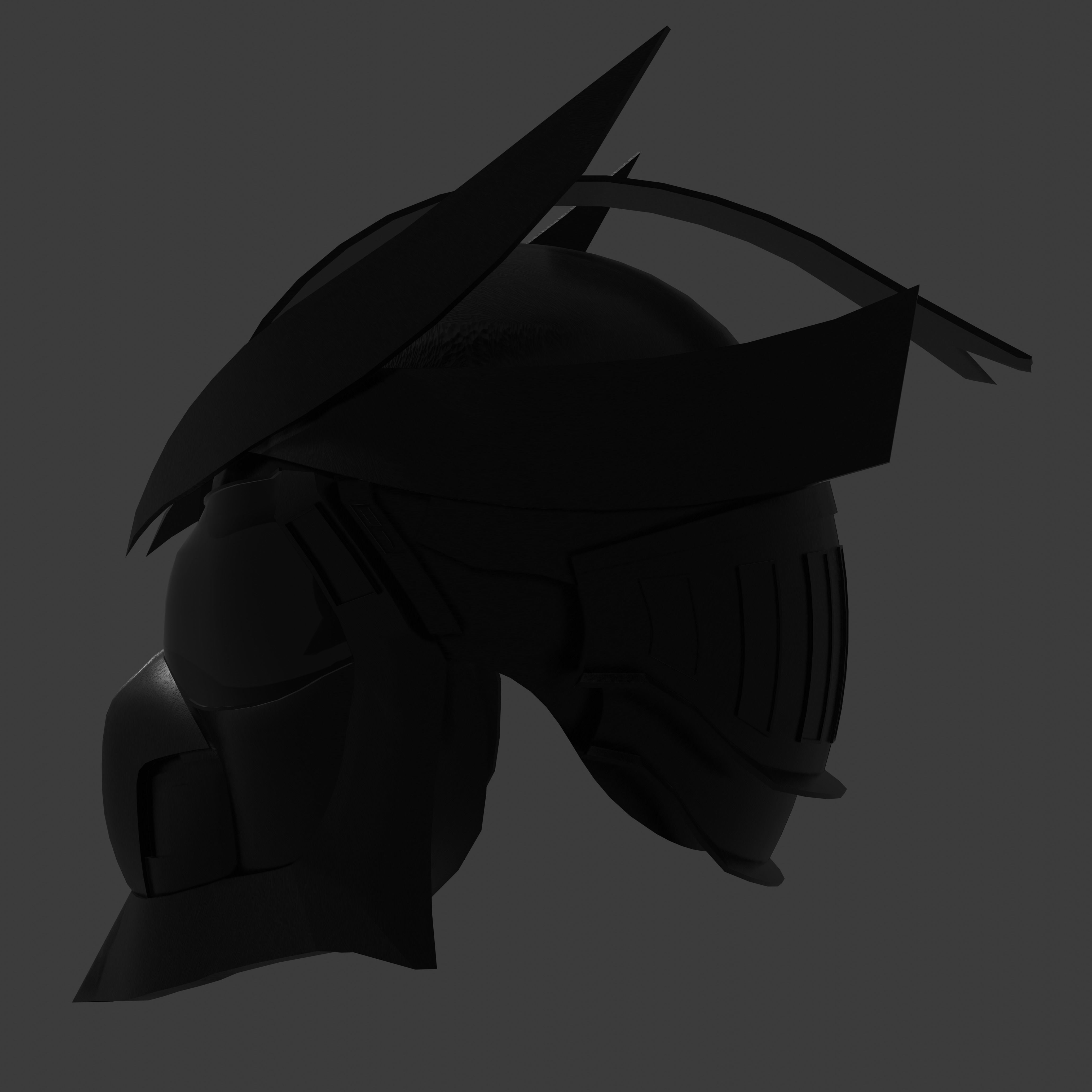 Sci-fi spacesuit helmet - black Low-poly 3D model_6