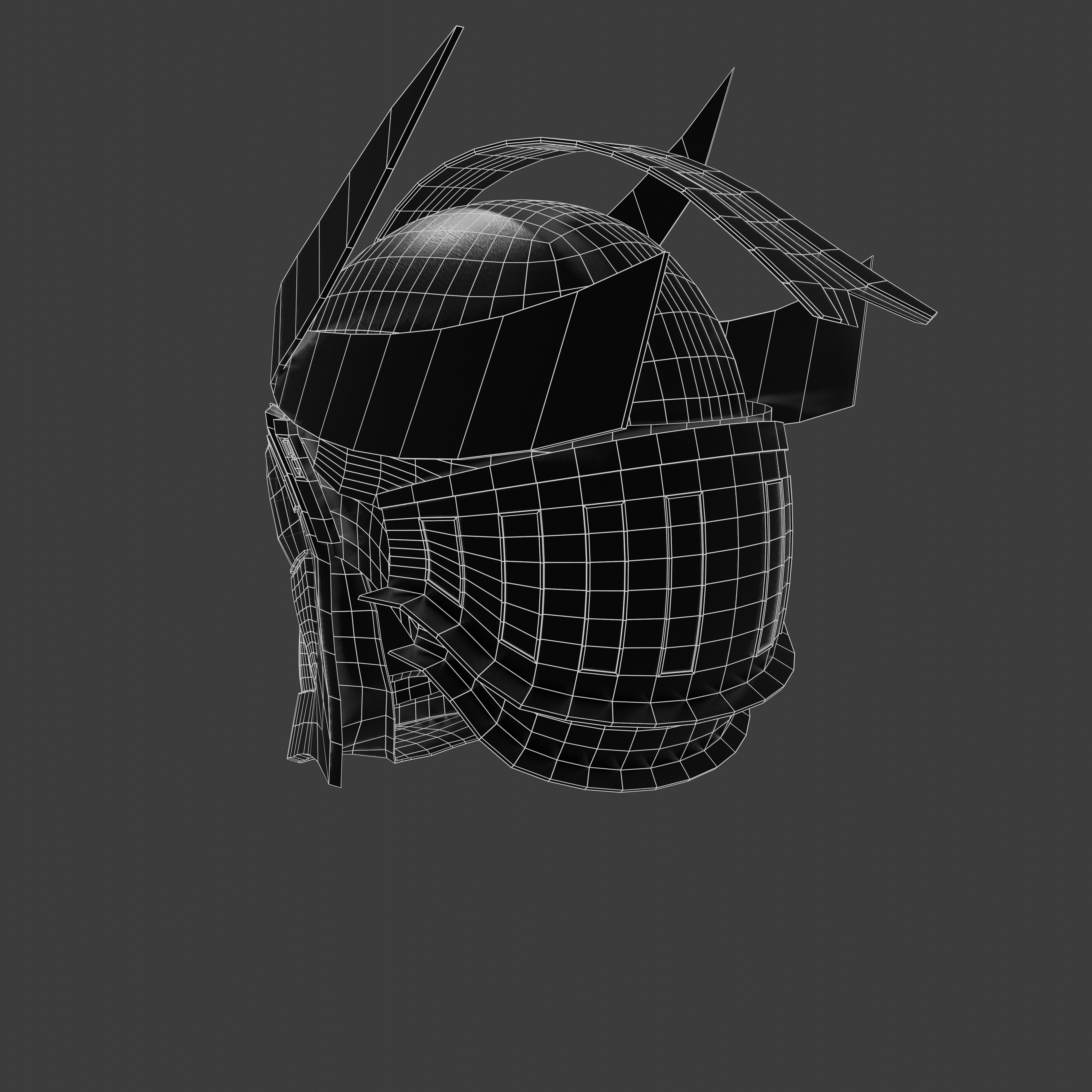 Sci-fi spacesuit helmet - black Low-poly 3D model_12