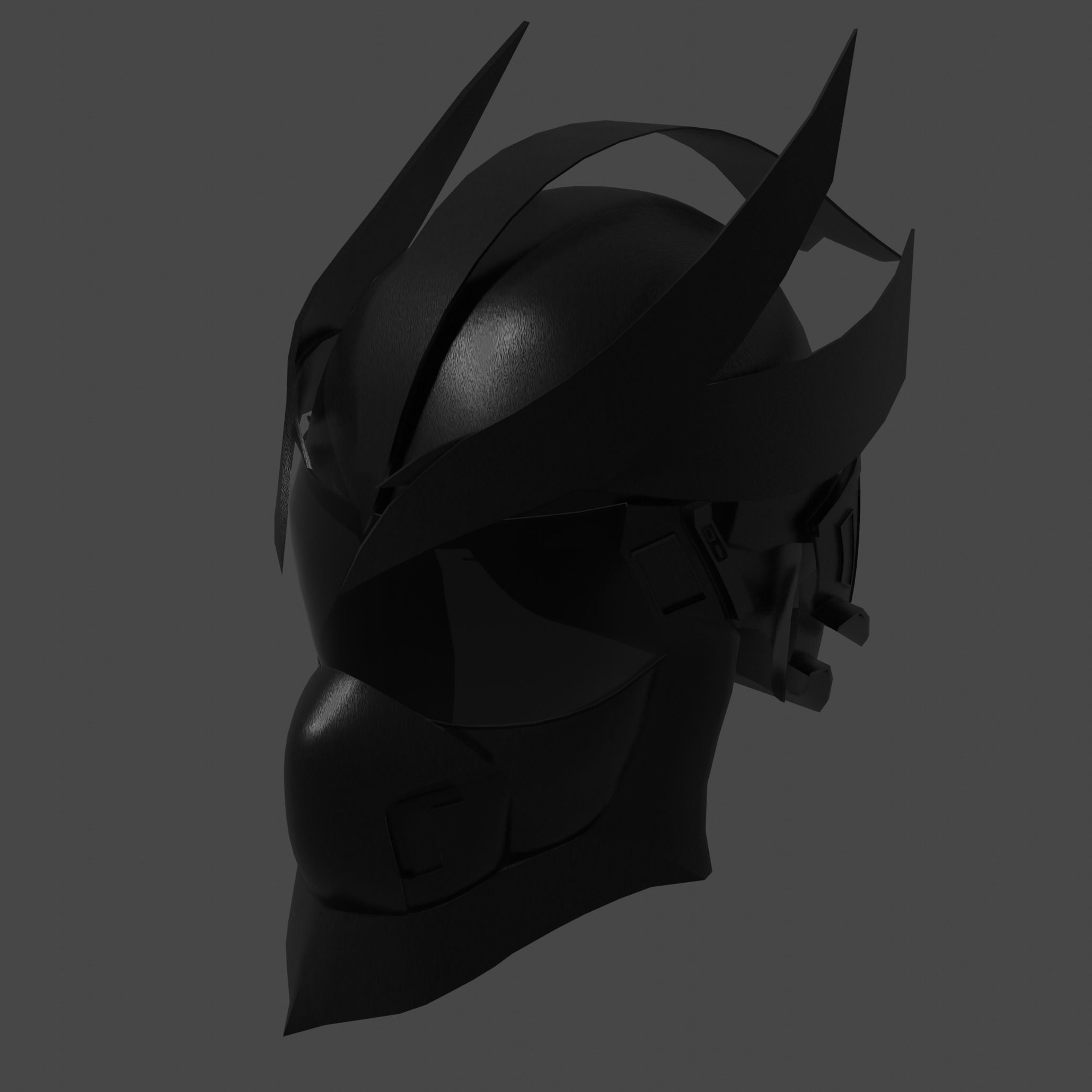 Sci-fi spacesuit helmet - black Low-poly 3D model_4