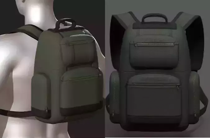 Backpack Camping Generic military Black baggage Low-poly