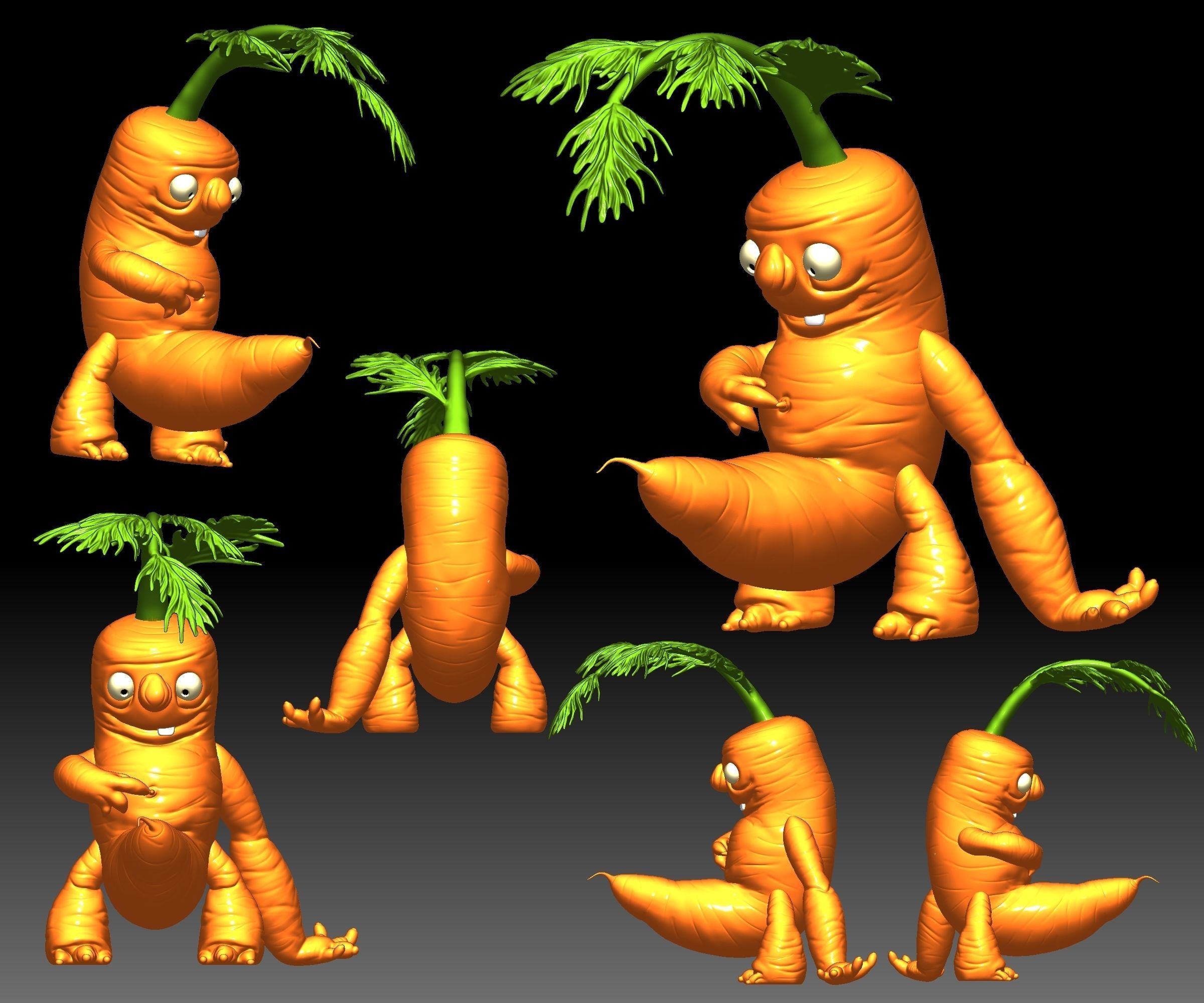 Carrot Funny Monster 3D printable idea for 3d printing 3D print model_1