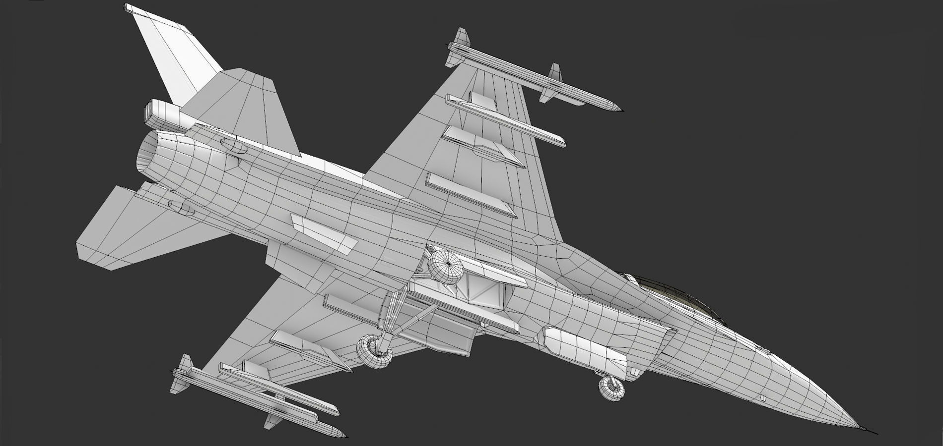F16 Fighter Low-poly 3D model_11