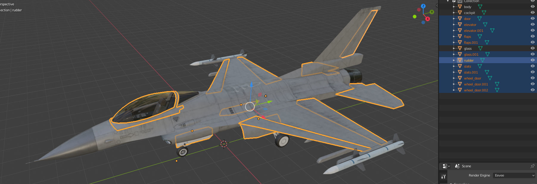F16 Fighter Low-poly 3D model_13