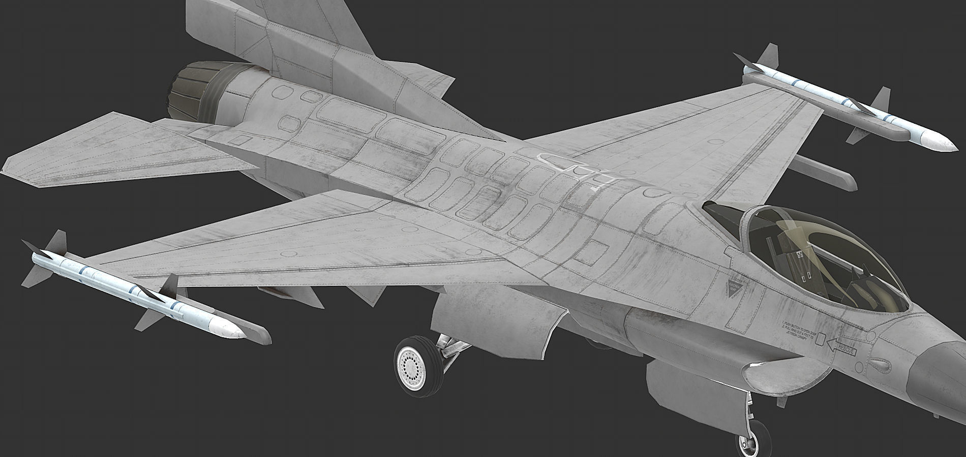 F16 Fighter Low-poly 3D model_6