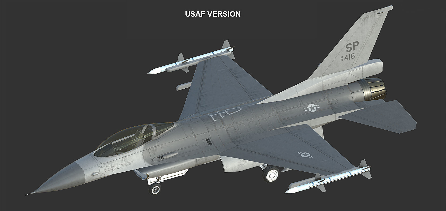 F16 Fighter Low-poly 3D model_2